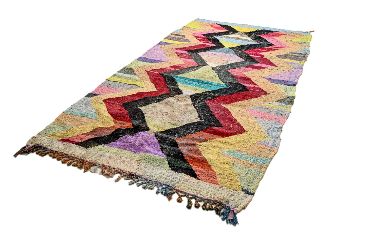 Tapis berbère marocain Boucherouite 150 x 300 cm