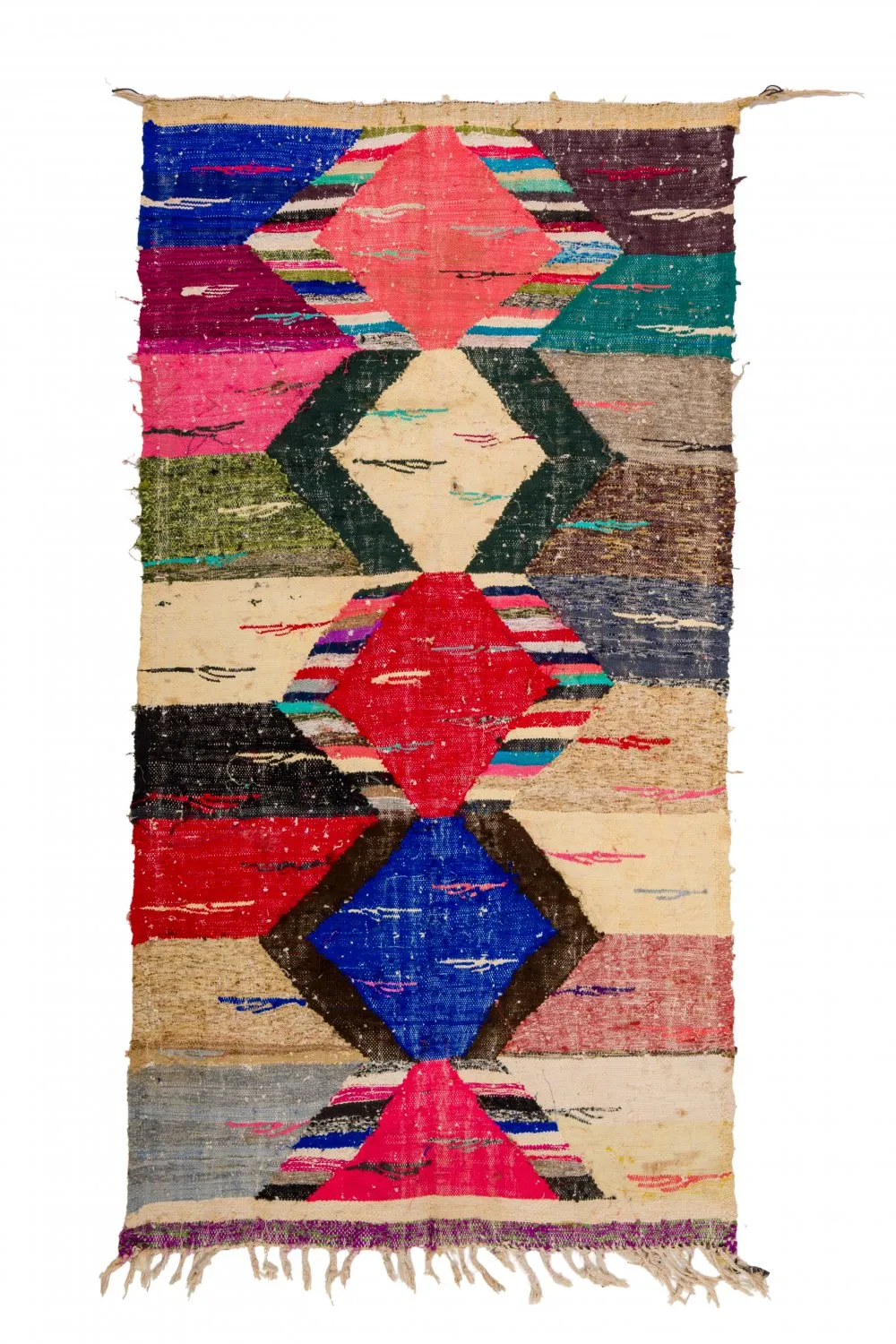 Tapis berbère marocain Boucherouite 125 x 240 cm