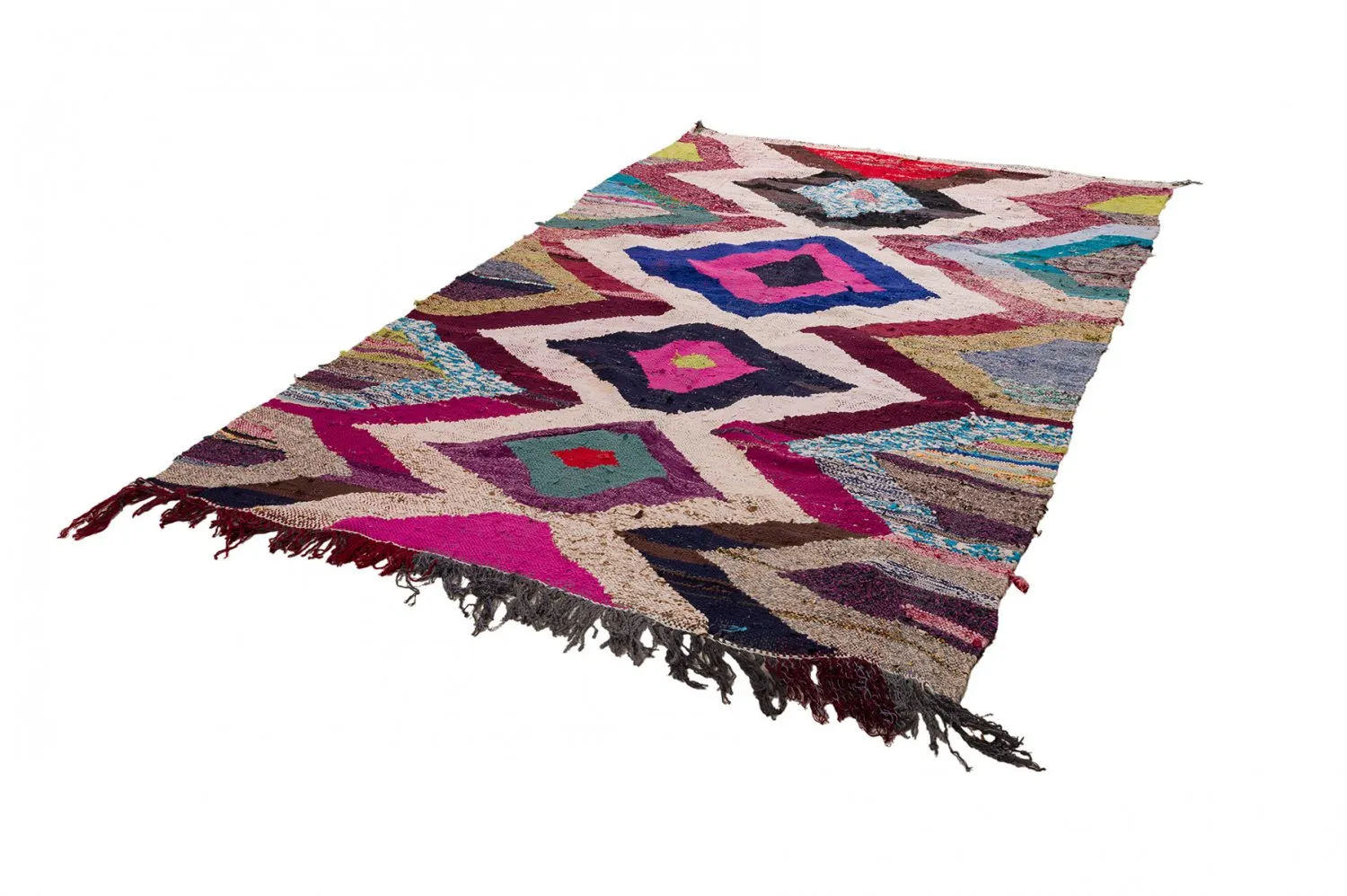 Tapis berbère marocain Boucherouite 165 x 270 cm