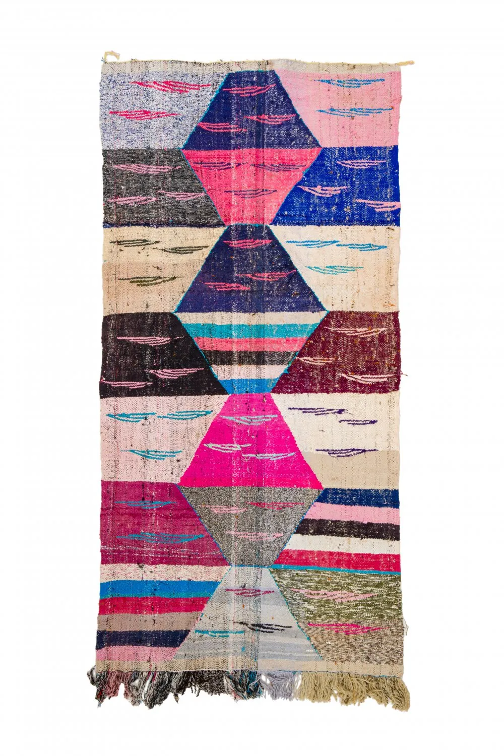 Tapis berbère marocain Boucherouite 125 x 260 cm