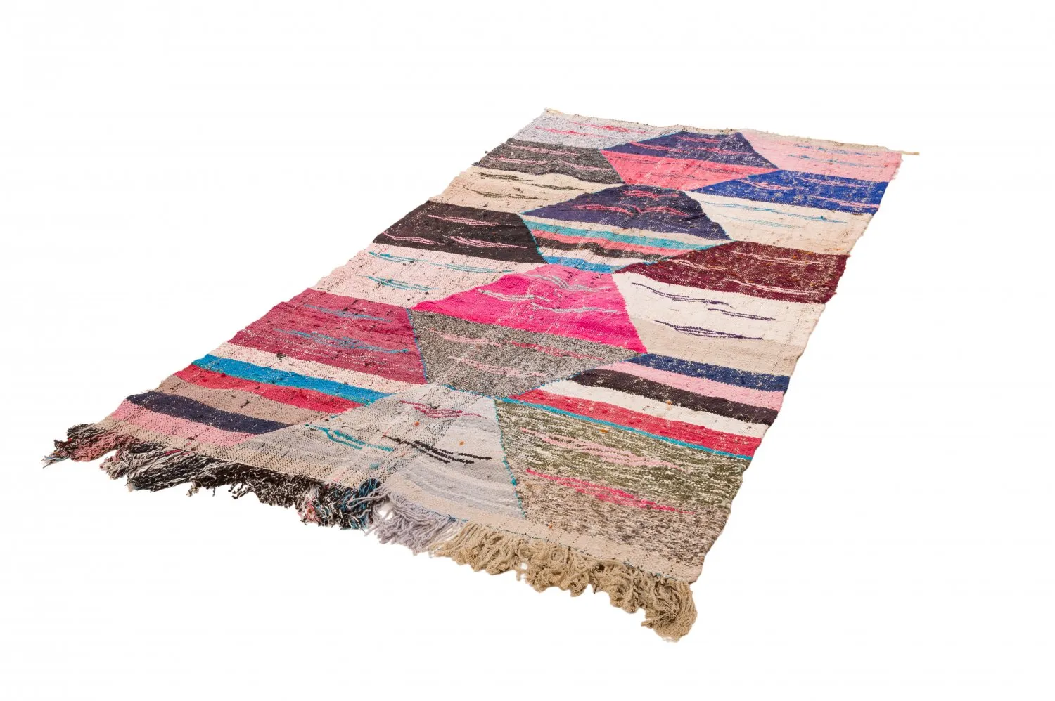 Tapis berbère marocain Boucherouite 125 x 260 cm