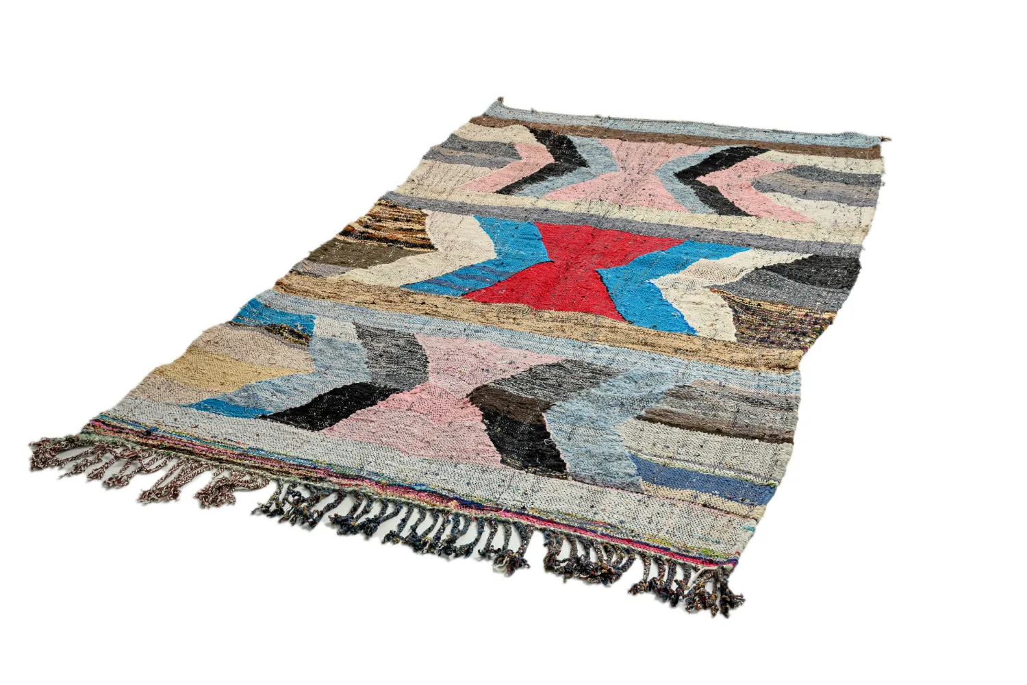 Tapis berbère marocain Boucherouite 140 x 255 cm
