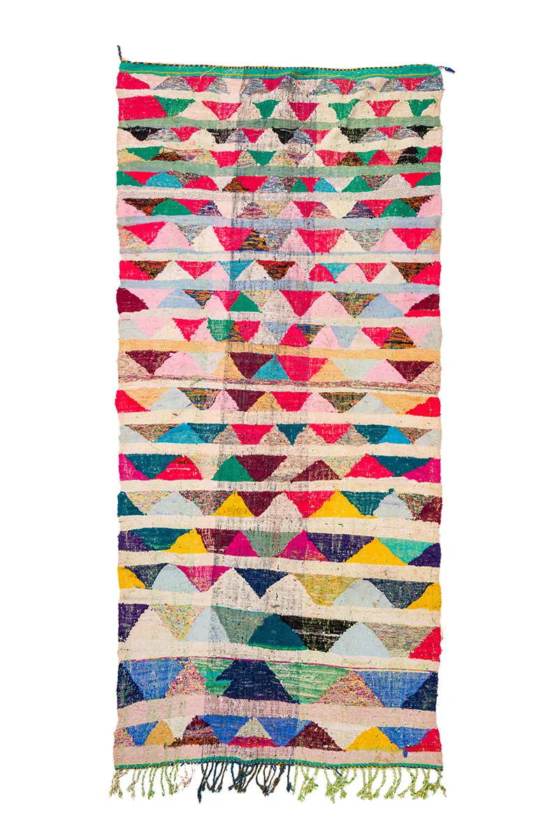 Tapis berbère marocain Boucherouite 145 x 330 cm