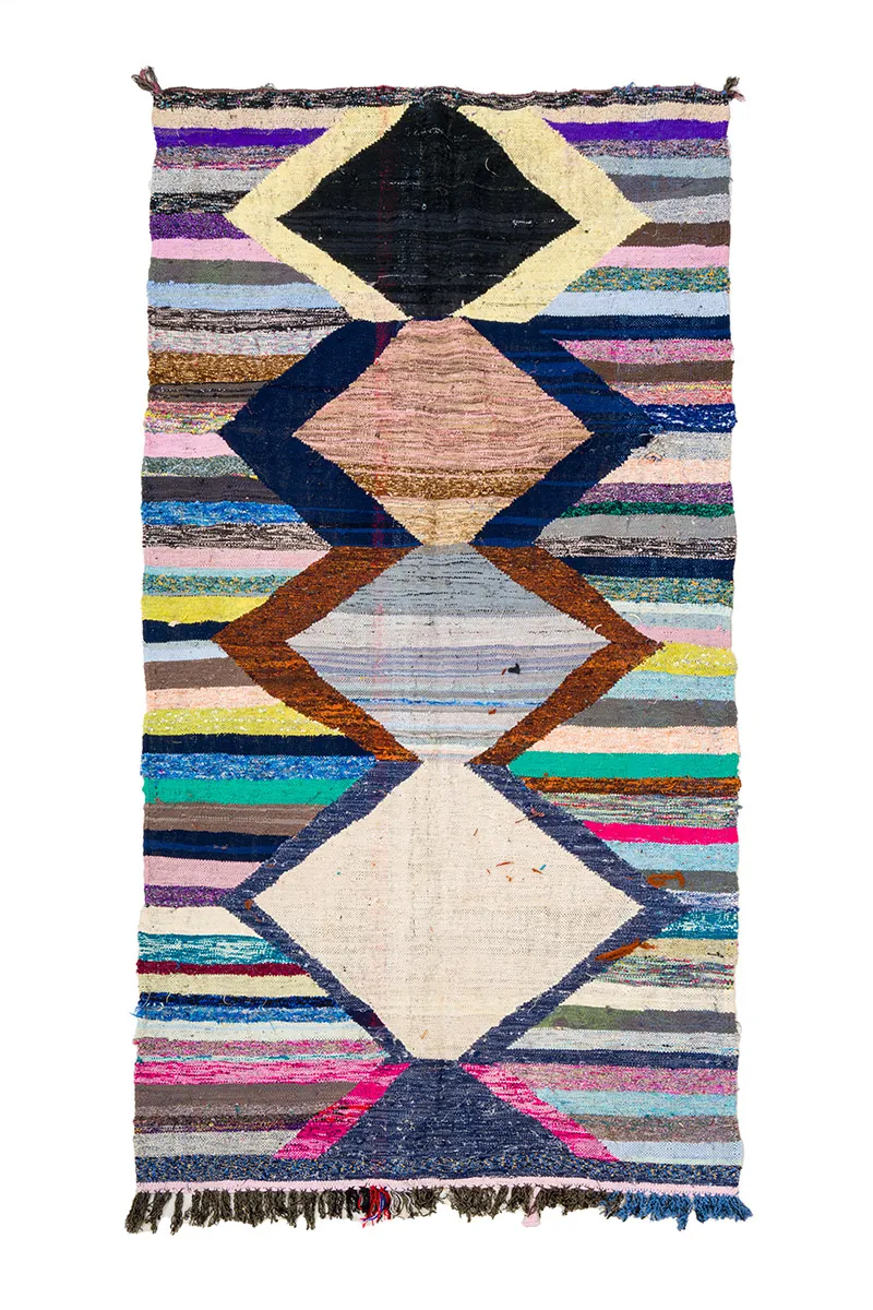 Tapis berbère marocain Boucherouite 130 x 250 cm