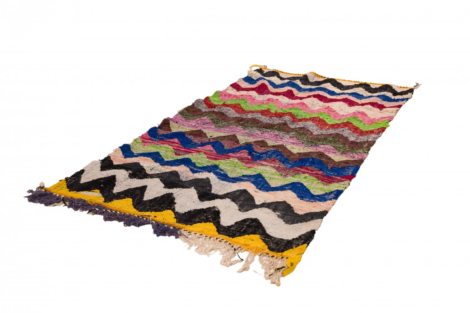 Tapis berbère marocain Boucherouite 125 x 245 cm