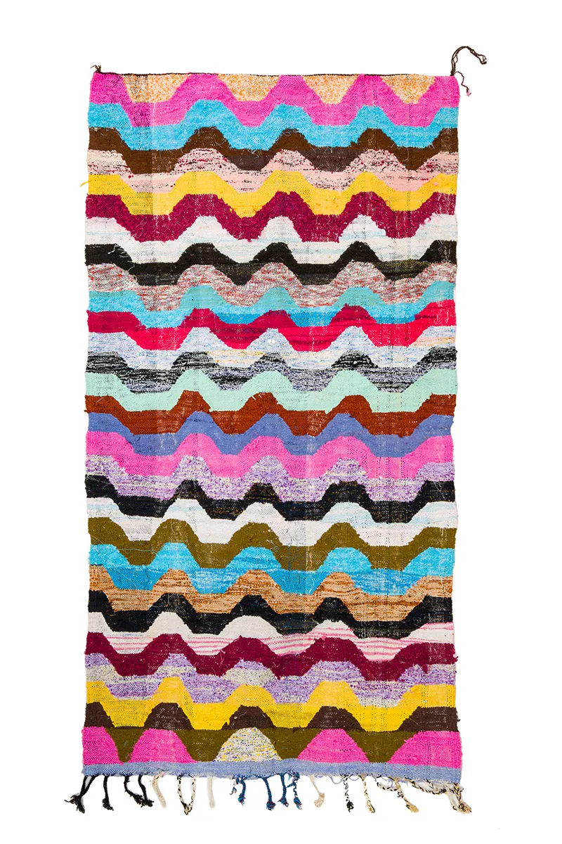 Tapis berbère marocain Boucherouite 140 x 265 cm