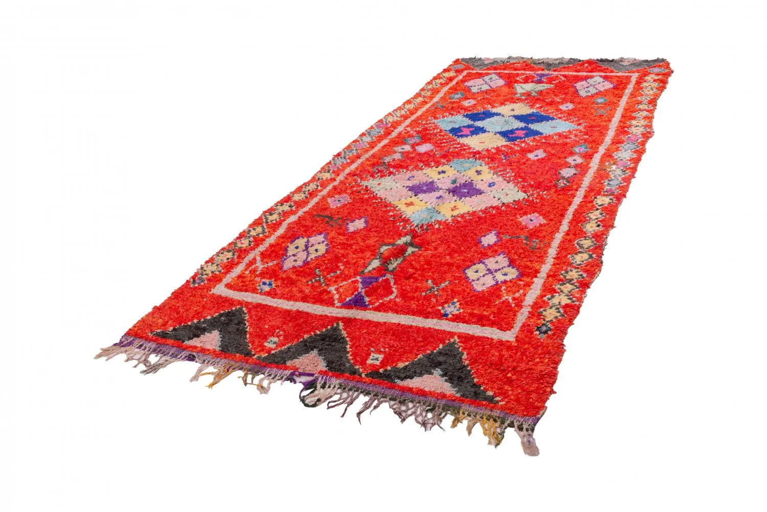 Tapis berbère marocain Boucherouite 340 x 155 cm