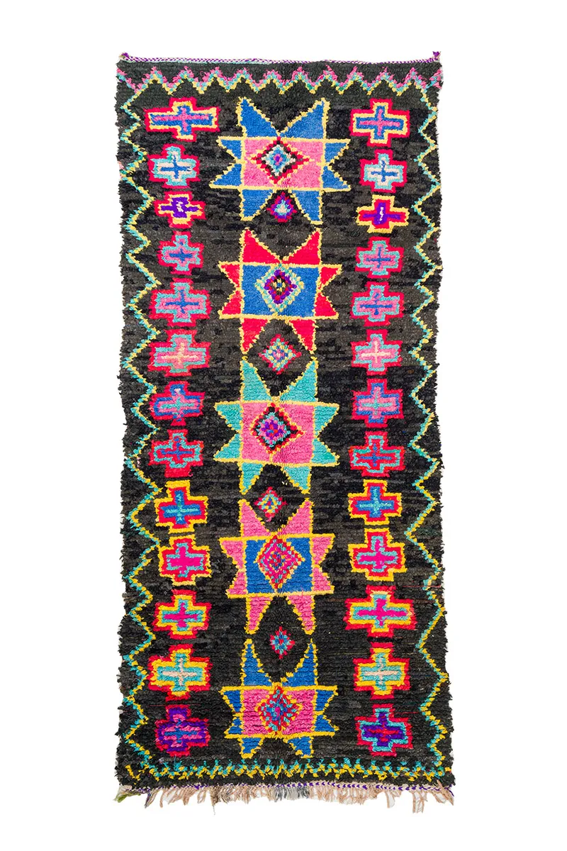 Tapis berbère marocain Boucherouite 135 x 315 cm
