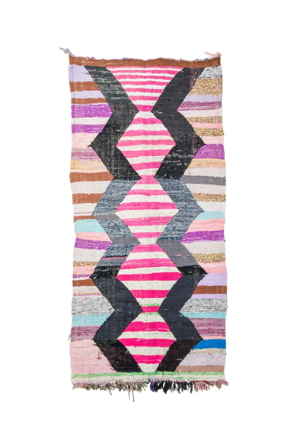 Tapis berbère marocain Boucherouite 130 x 265 cm
