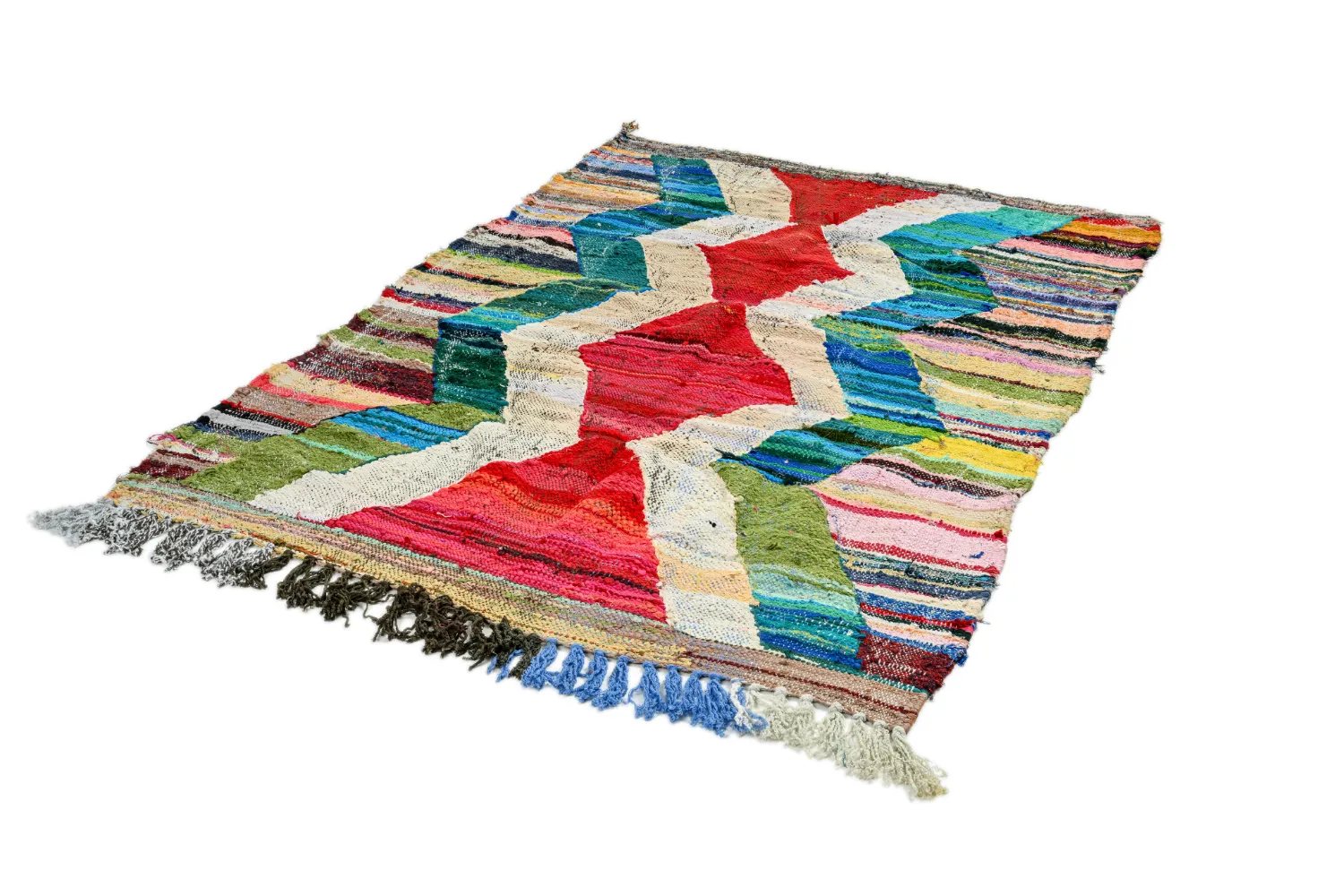 Tapis berbère marocain Boucherouite 130 x 205 cm