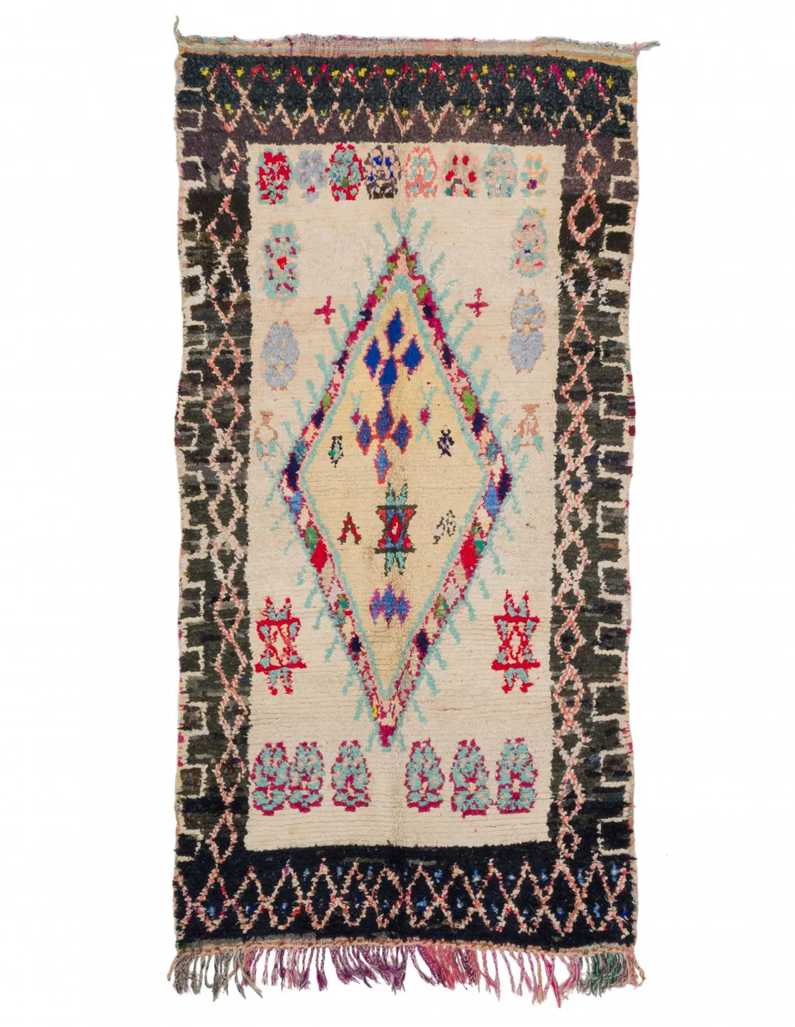 Tapis berbère marocain Boucherouite 270 x 130 cm