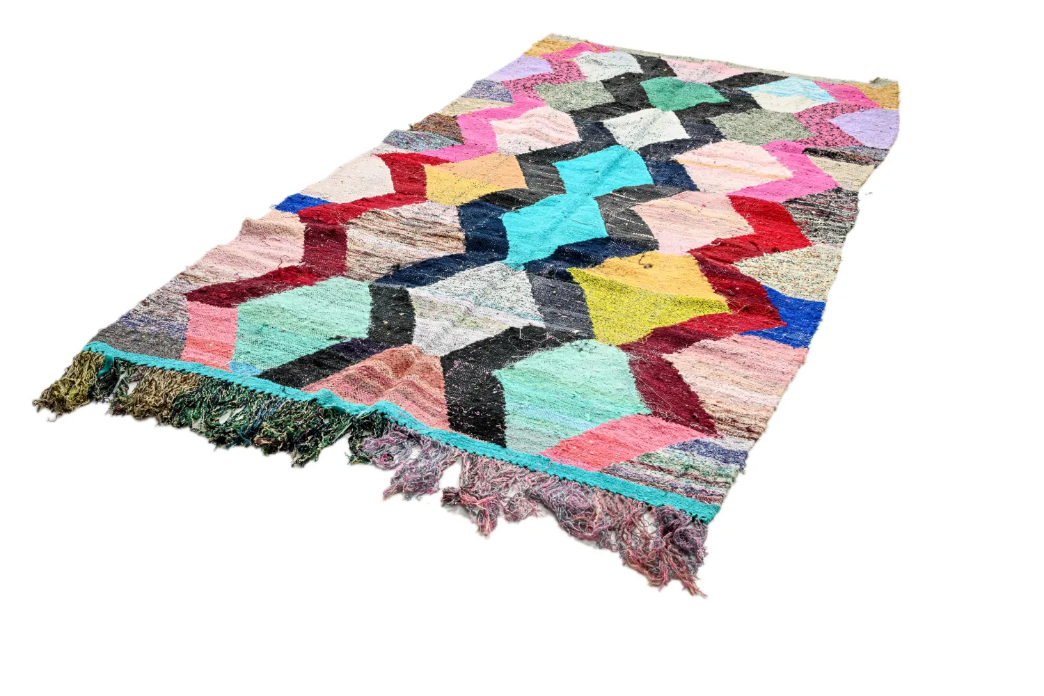 Tapis berbère marocain Boucherouite 140 x 260 cm
