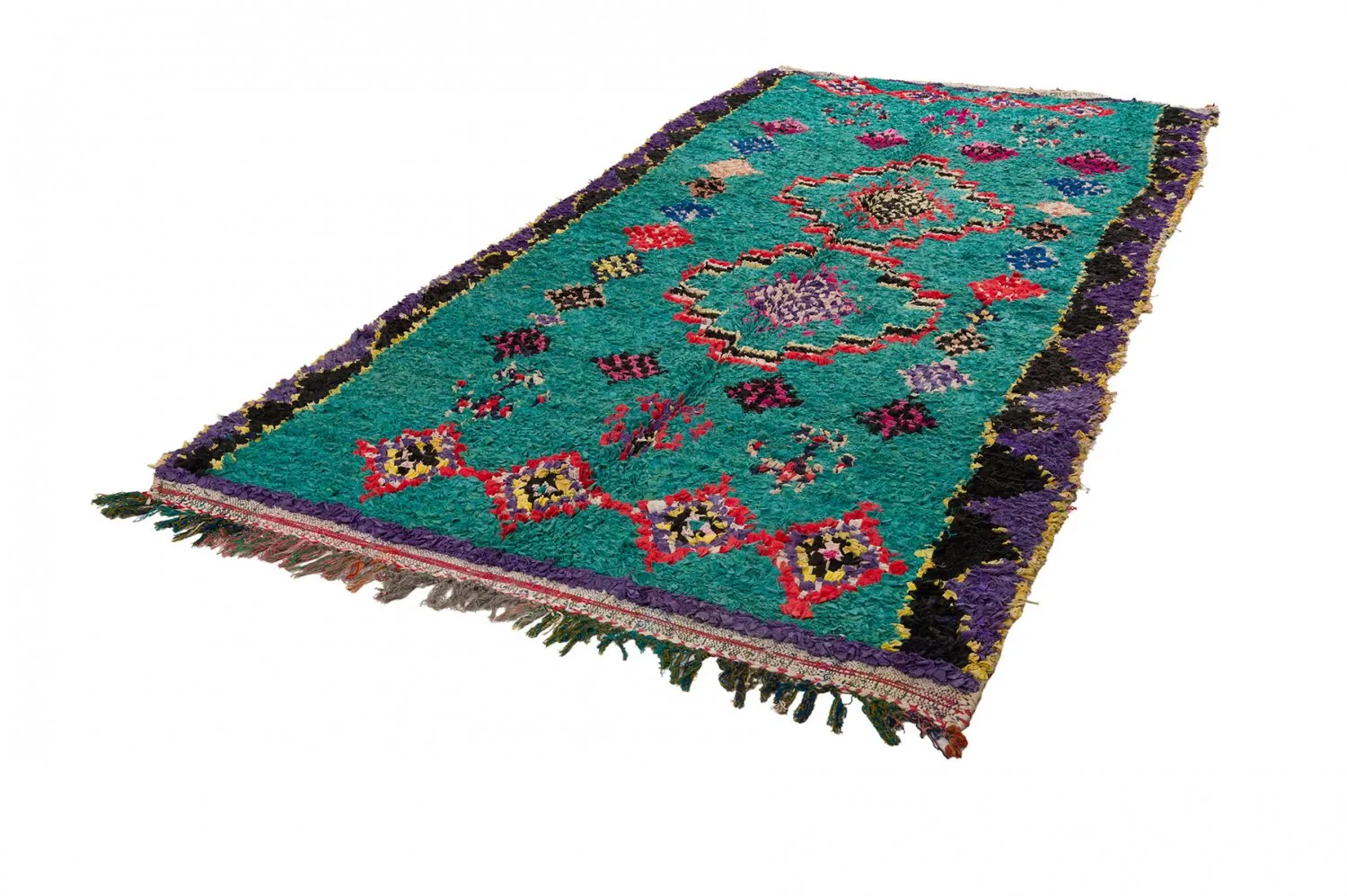 Tapis berbère marocain Boucherouite 155 x 335 cm