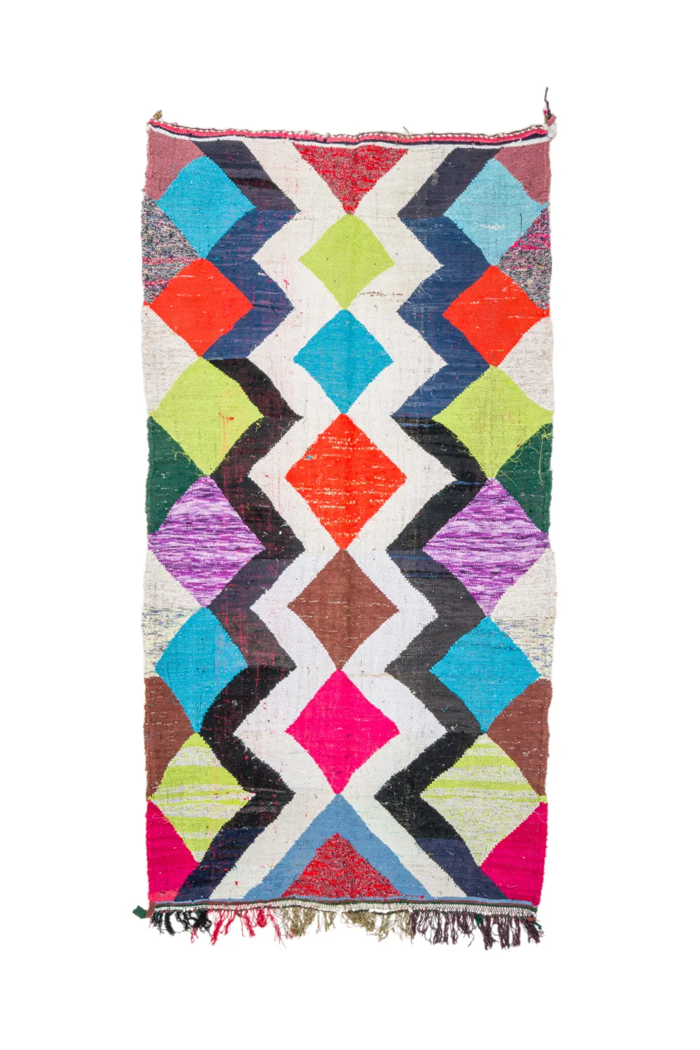 Tapis berbère marocain Boucherouite 155 x 290 cm