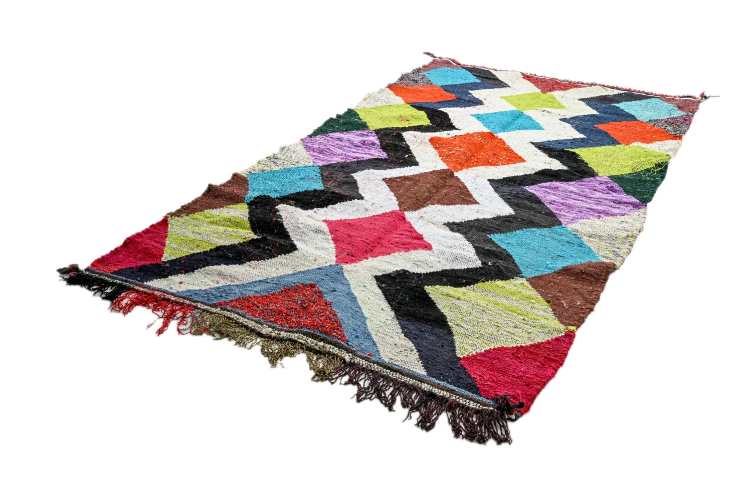 Tapis berbère marocain Boucherouite 155 x 290 cm
