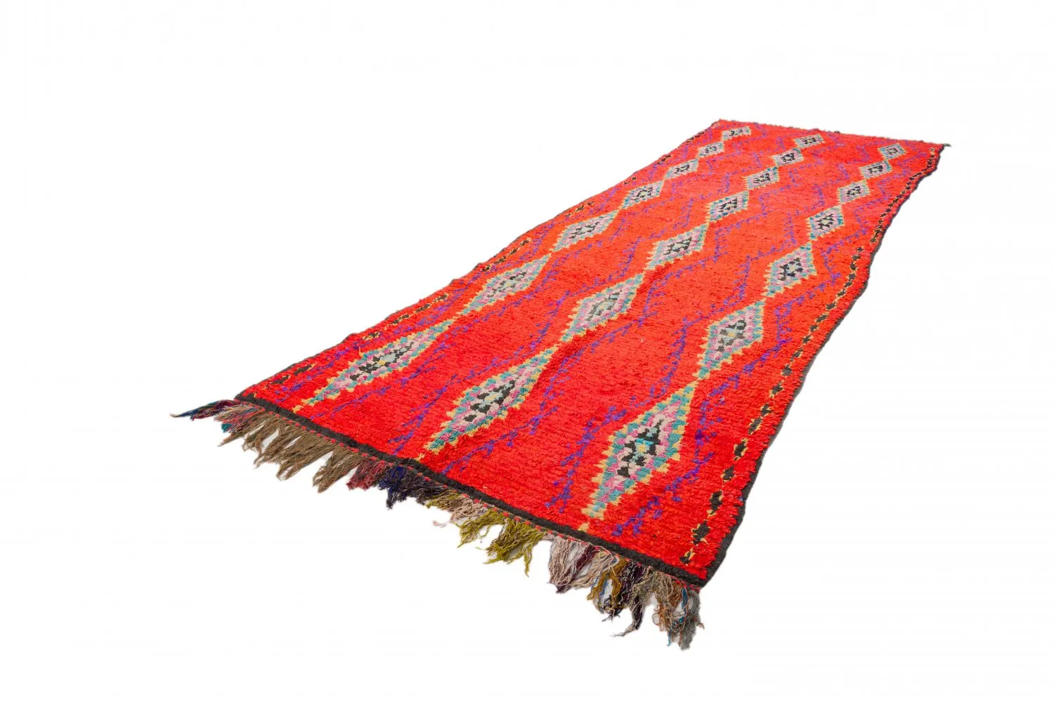 Tapis berbère marocain Boucherouite 440 x 135 cm