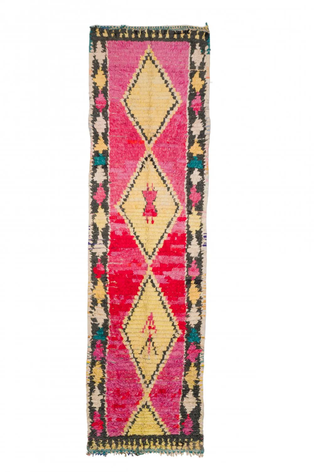 Tapis berbère marocain Boucherouite 390 x 150 cm