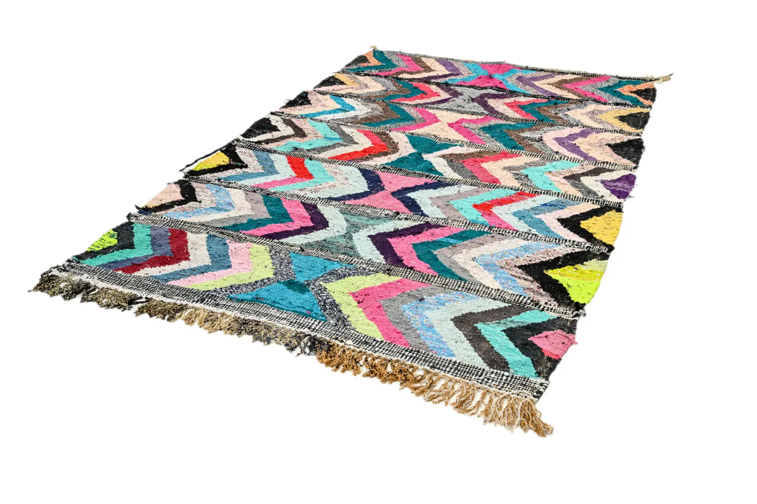Tapis berbère marocain Boucherouite 145 x 270 cm