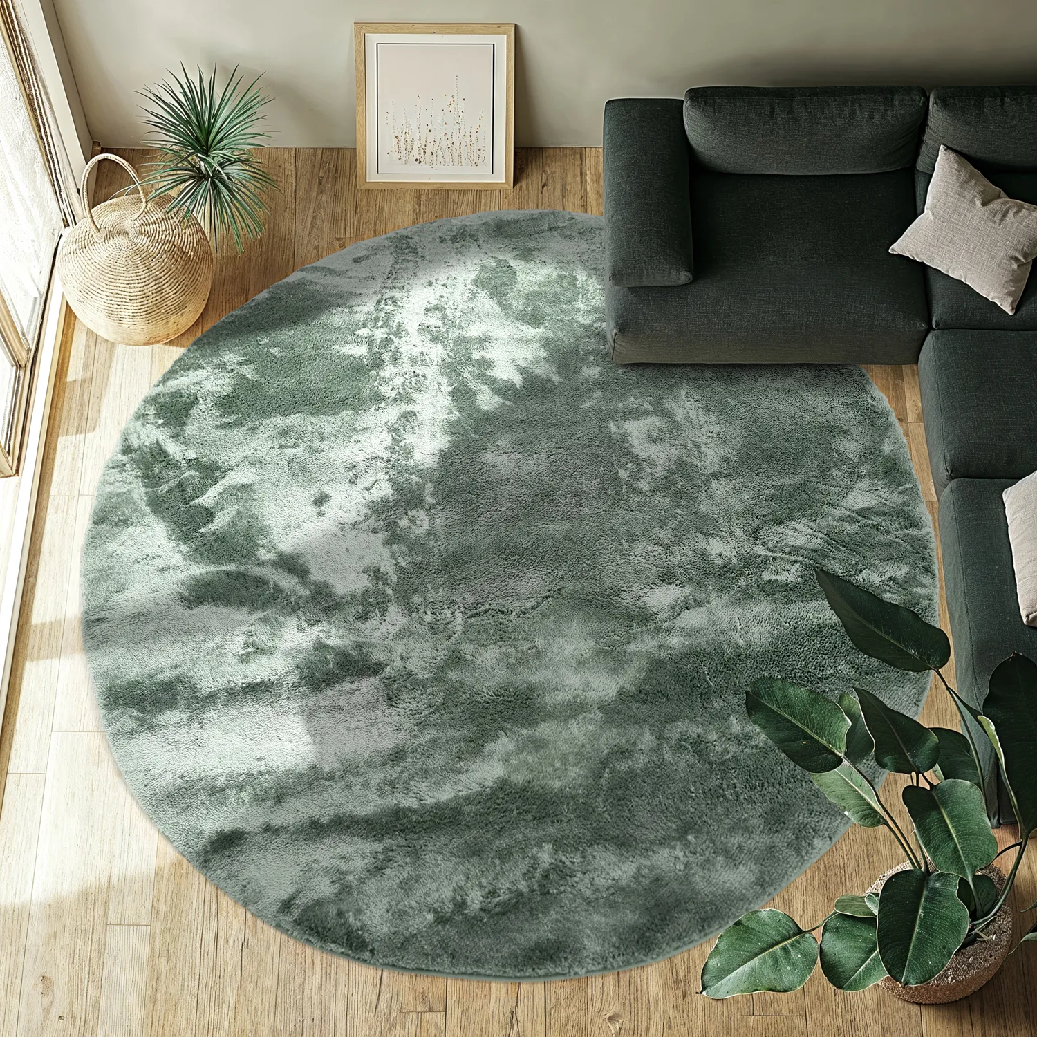 Tapis ronds - Aranga Super Soft Fur (vert)