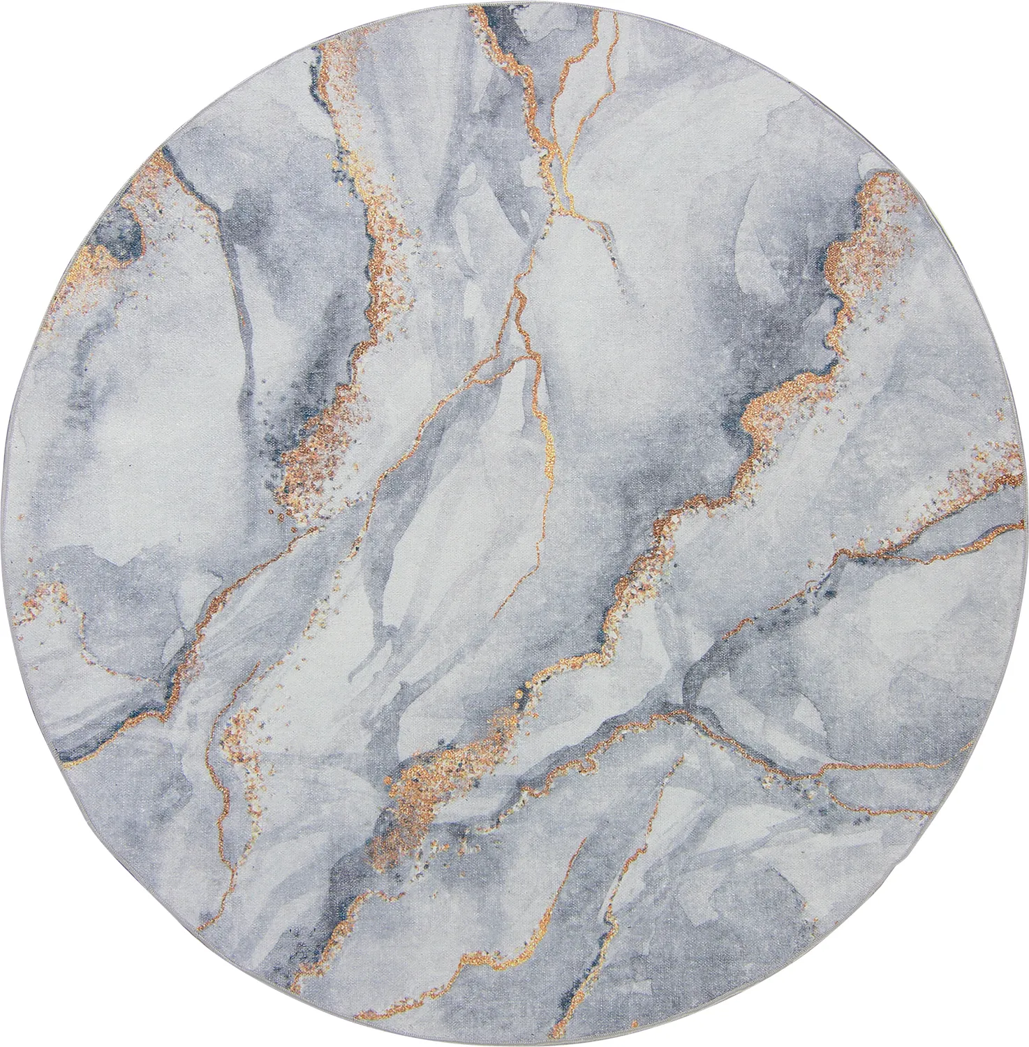 Tapis rond - Genova (gris/blanc/doré)