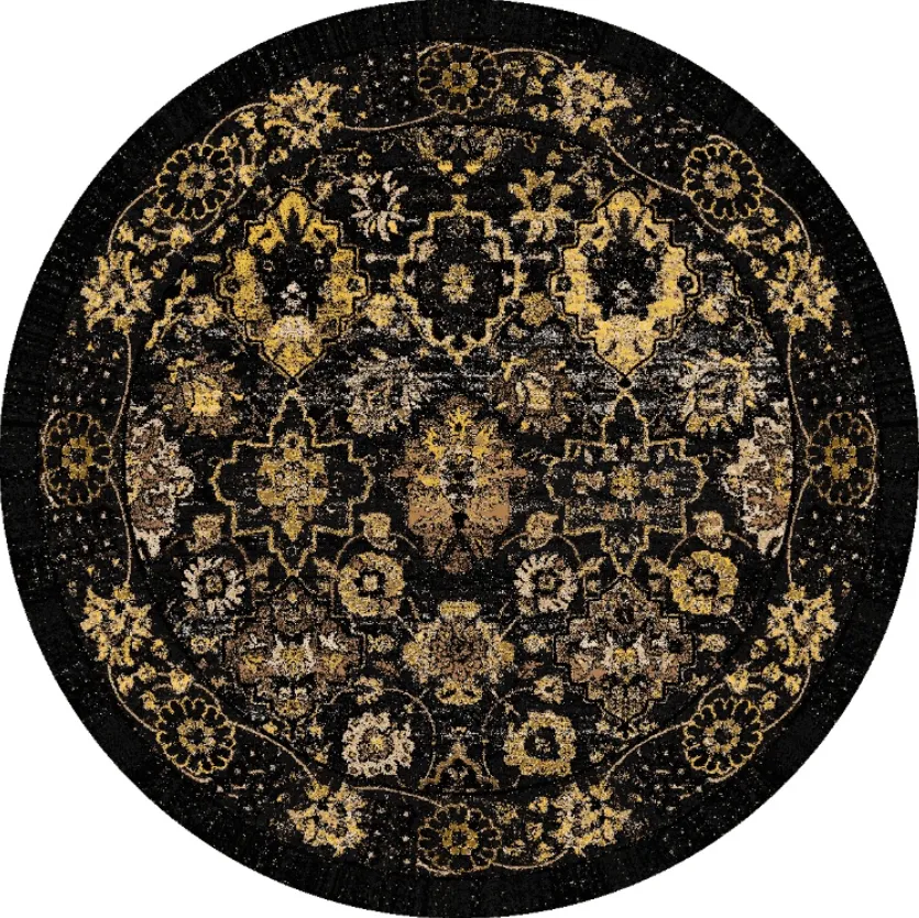 Tapis rond - Fernana (noir/doré)