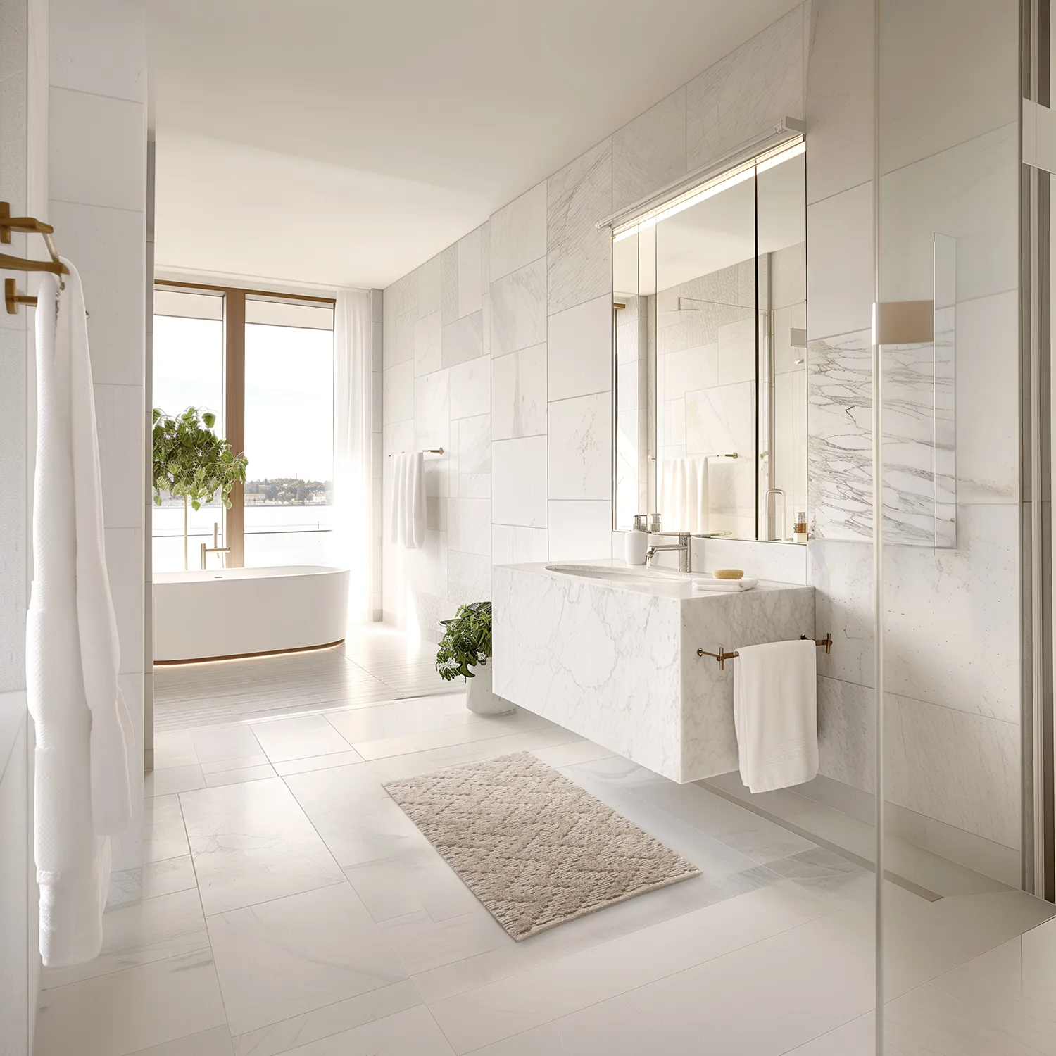 Tapis de salle de bain - Bellona (beige)