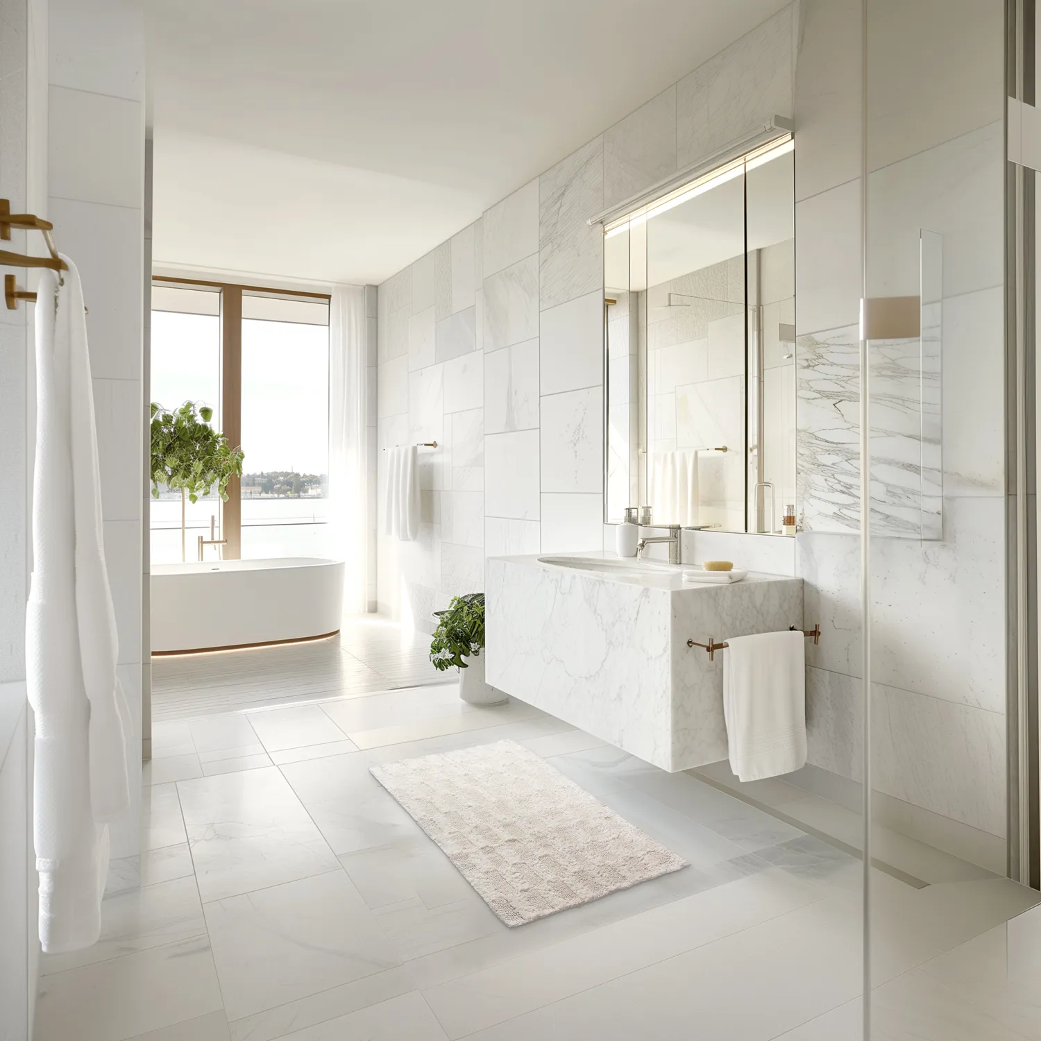 Tapis de salle de bain - Bevin (blanc cassé)