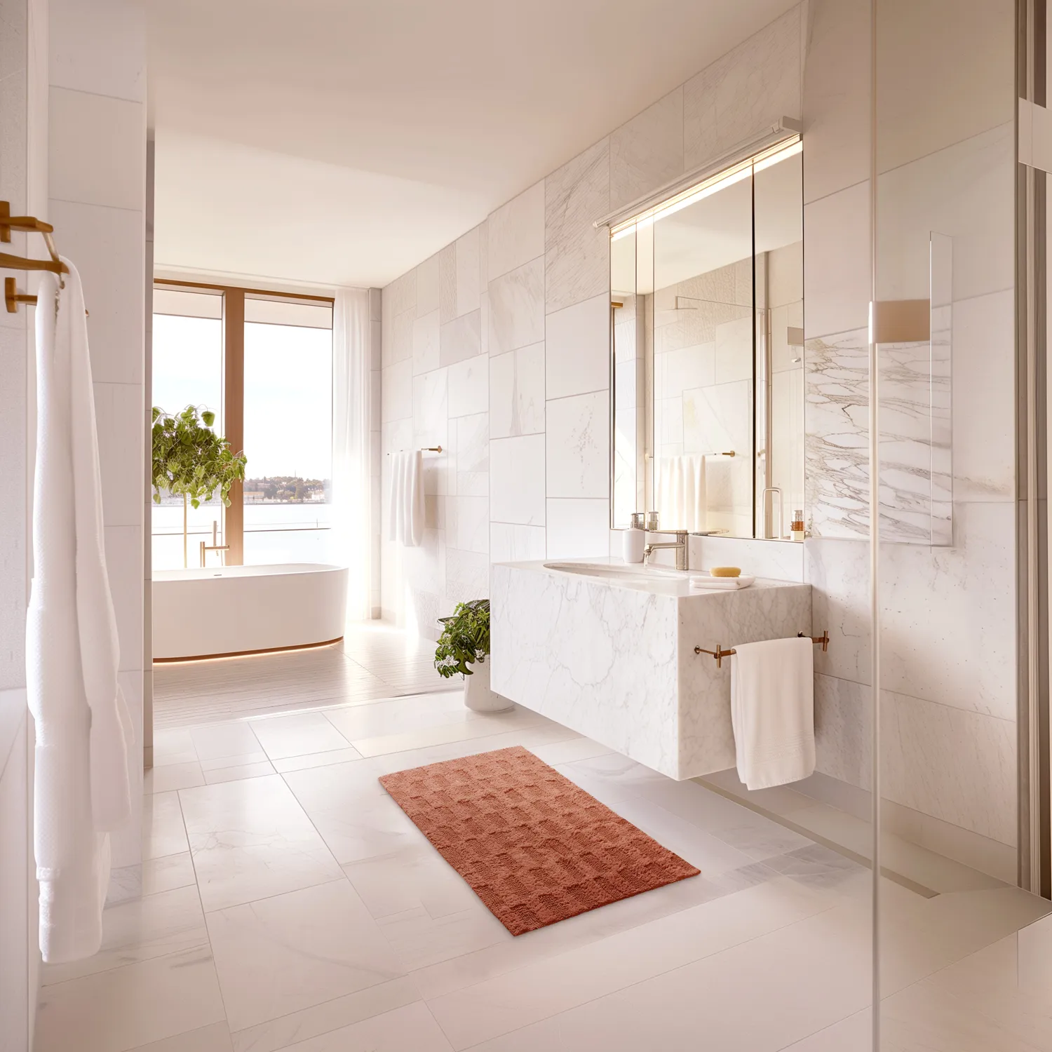 Tapis de salle de bain - Bevin (terracotta)