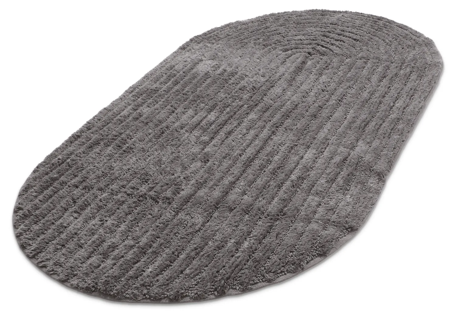Tapis de salle de bain ovale - Evena (gris foncé)