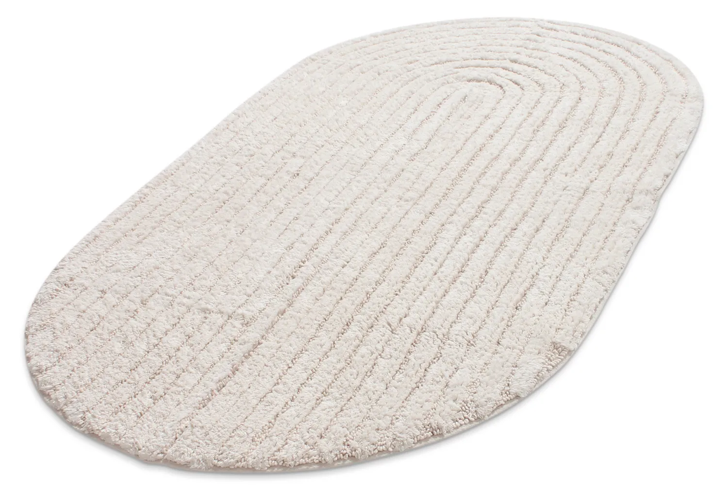 Tapis de salle de bain ovale - Evena (blanc cassé)