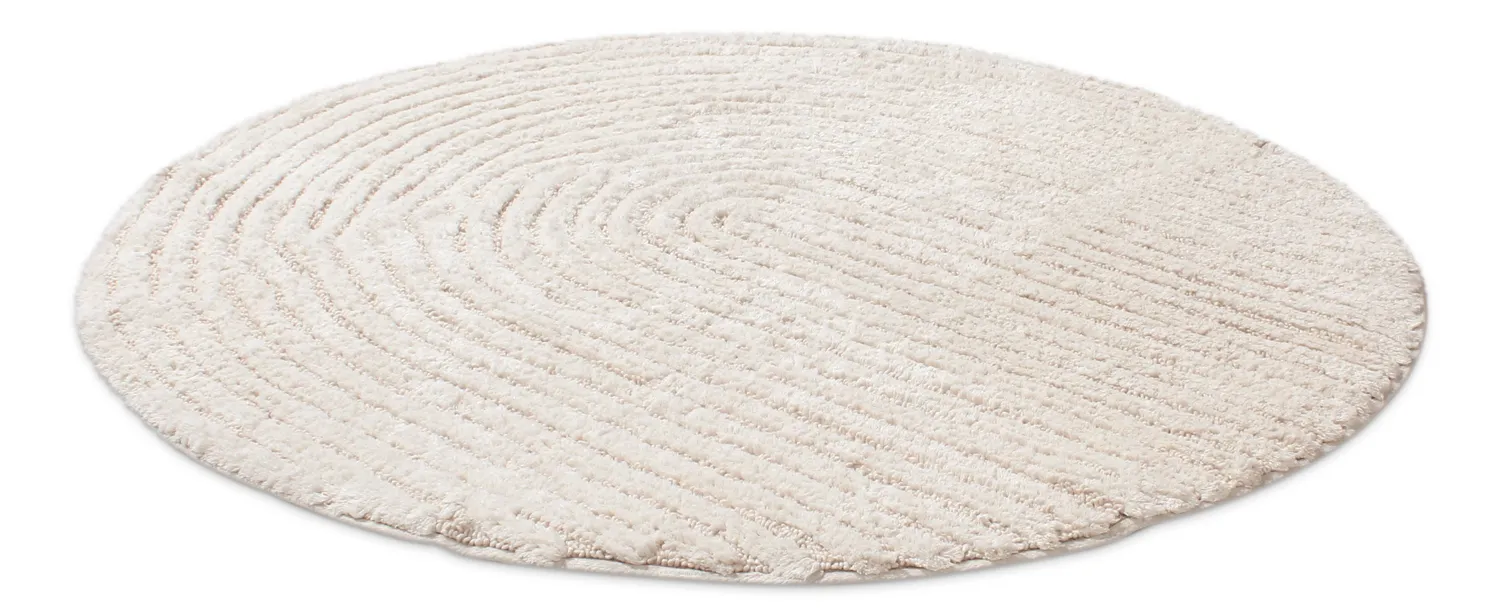 Tapis de salle de bain rond - Evena (blanc cassé)