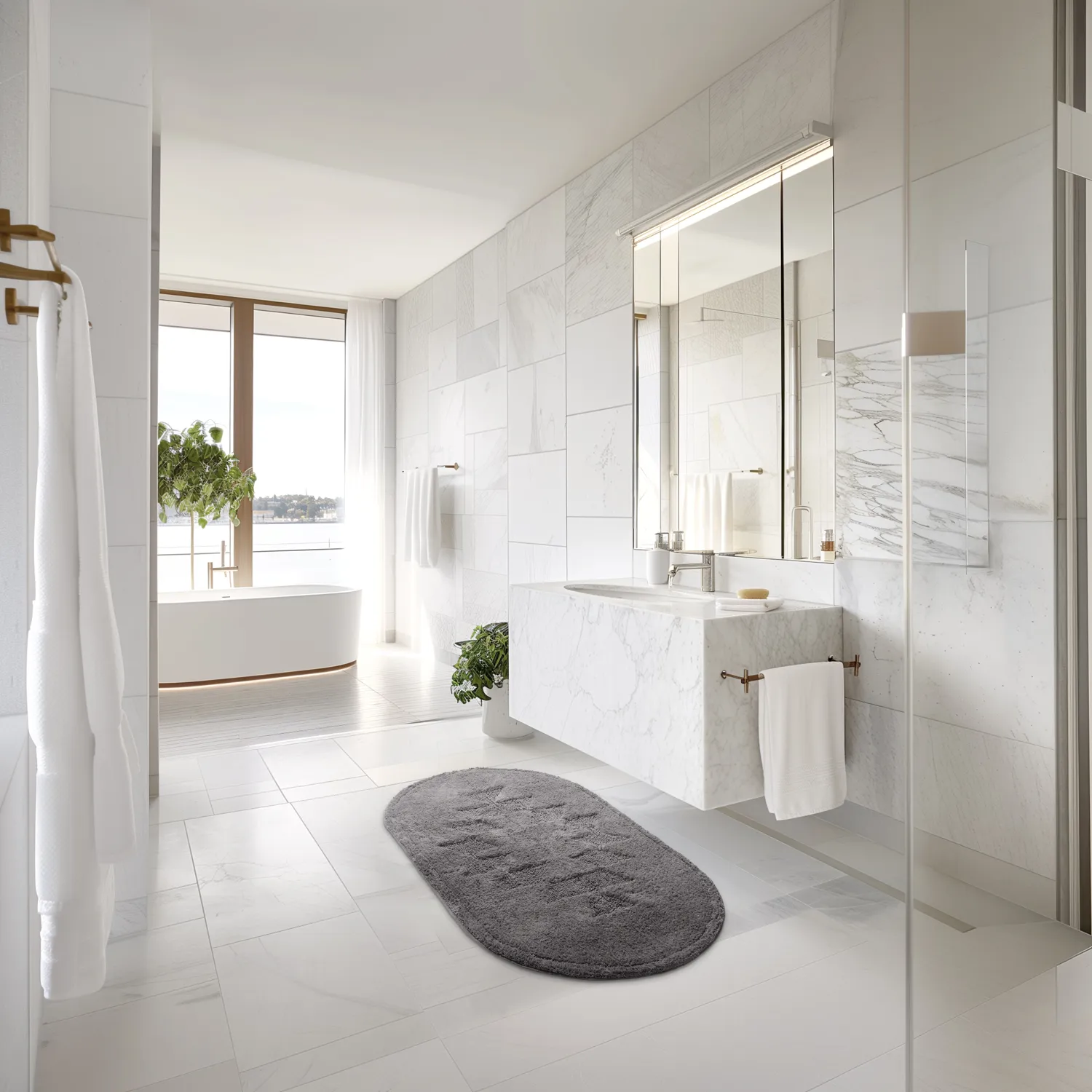 Tapis de salle de bain ovale - Gertie (gris foncé)