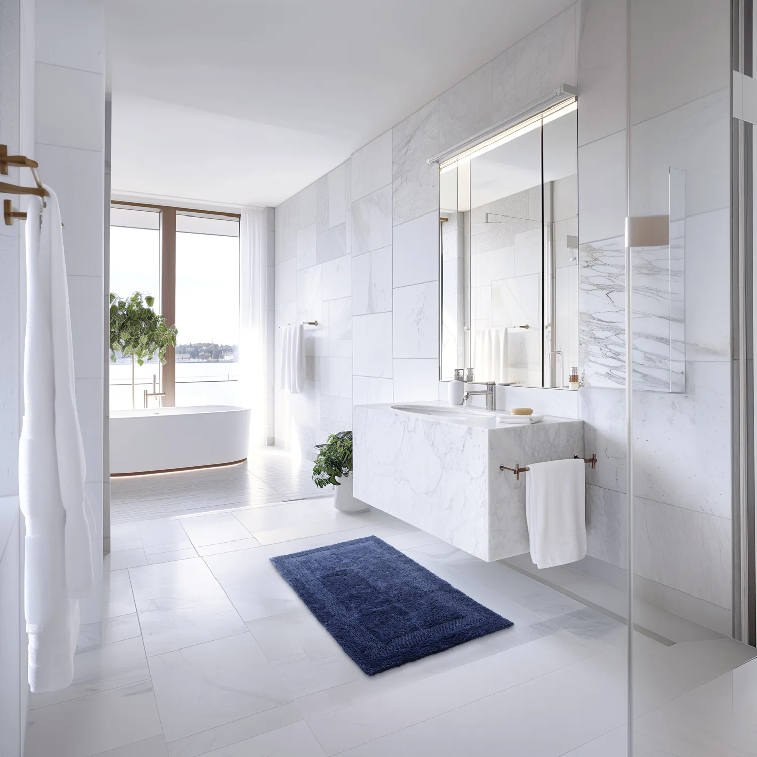 Tapis de salle de bain - Nila (bleu)