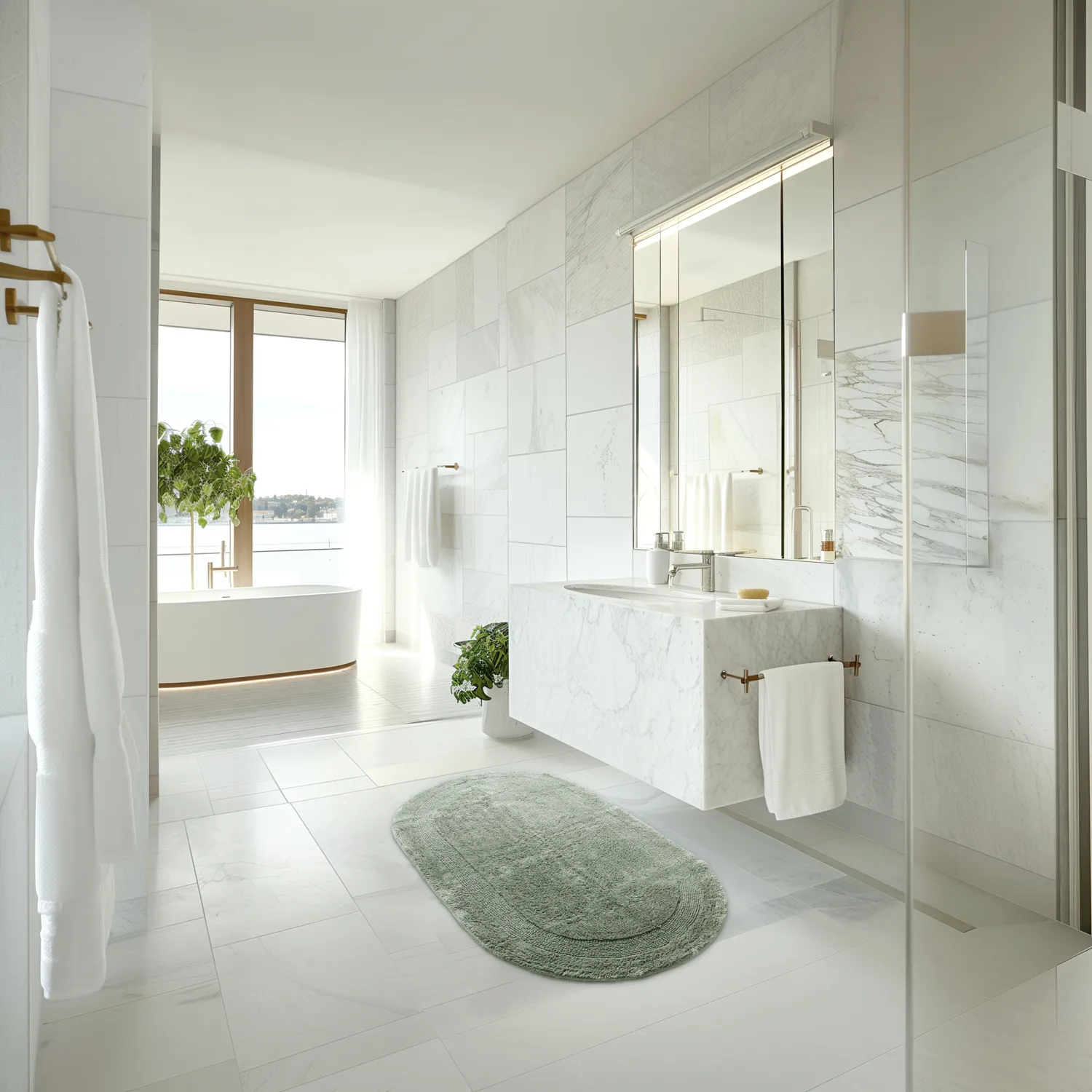 Tapis de salle de bain ovale - Nila (vert clair)