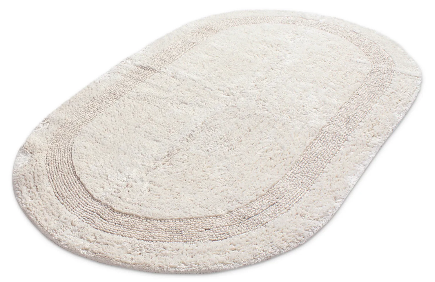 Tapis de salle de bain ovale - Nila (blanc cassé)