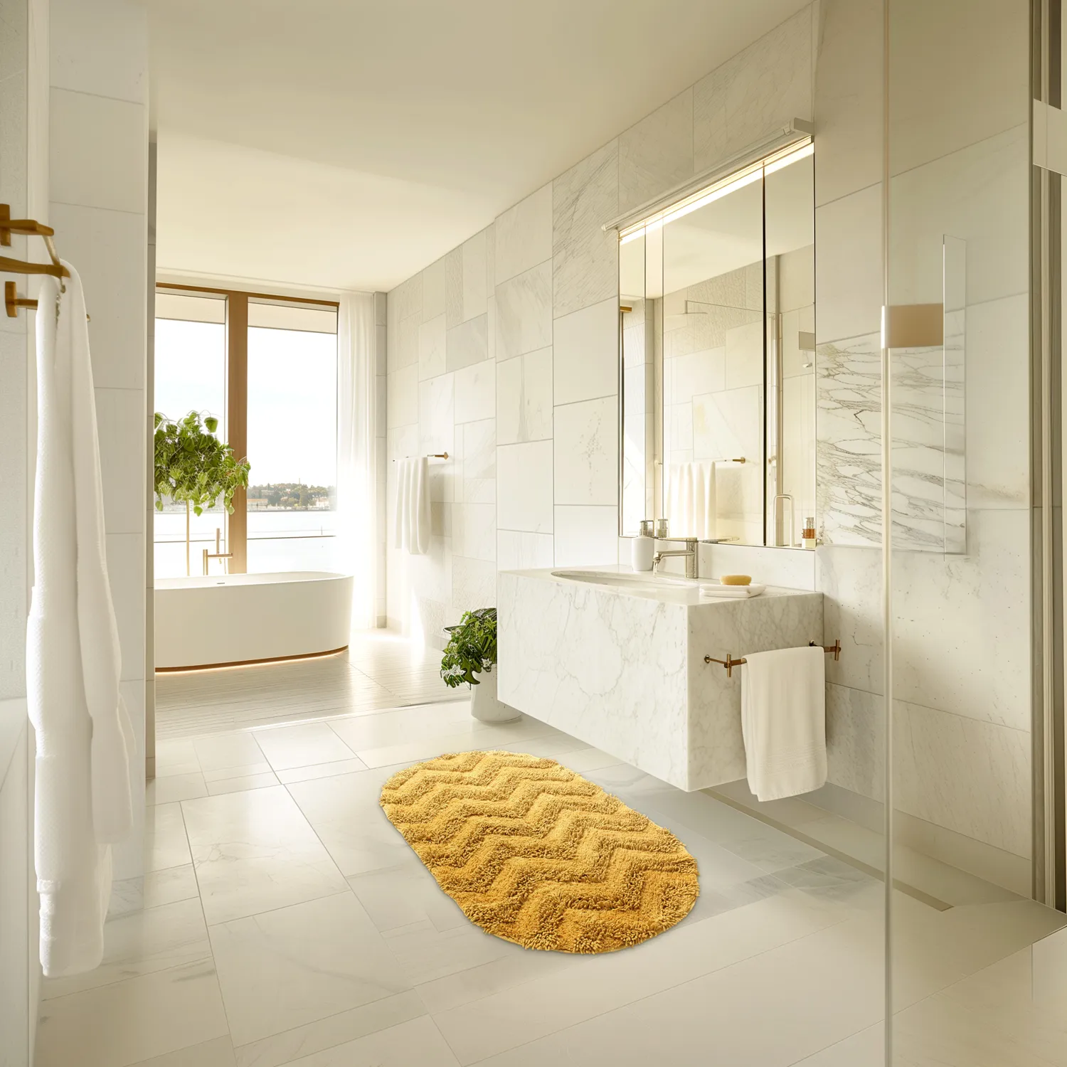 Tapis de salle de bain ovale - Tressa (jaune)