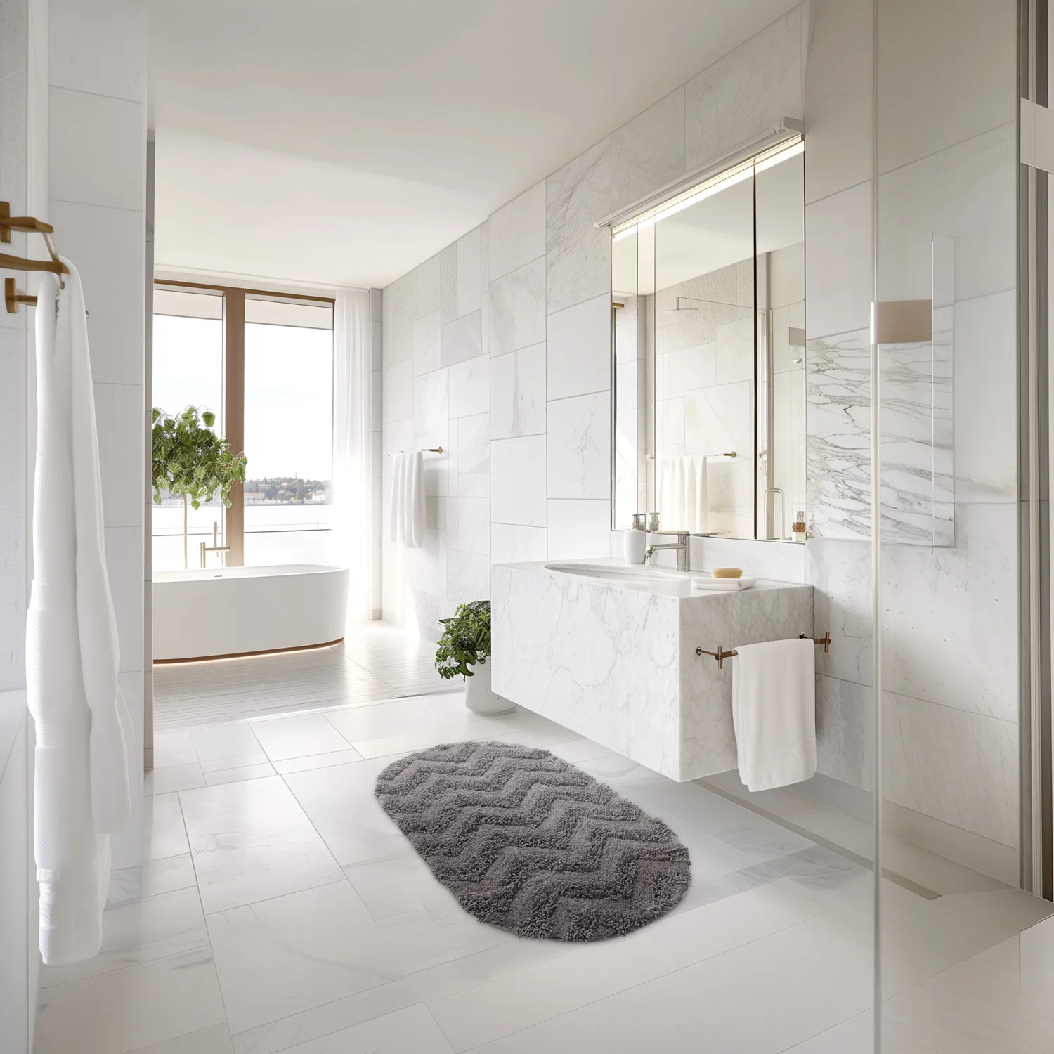 Tapis de salle de bain ovale - Tressa (gris foncé)
