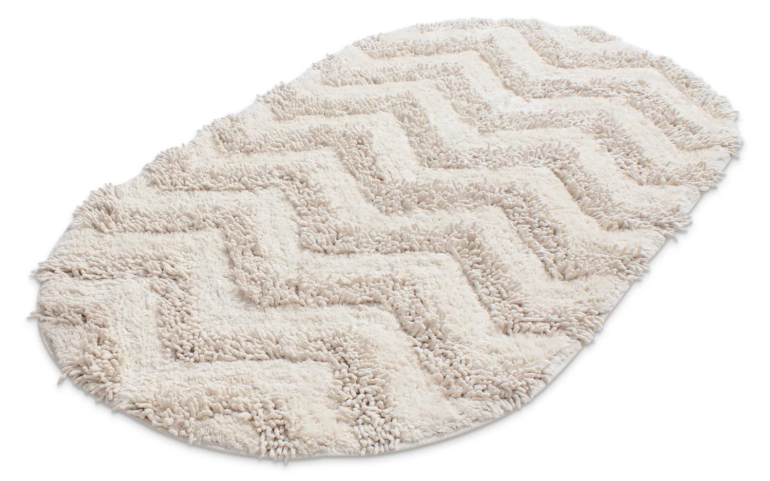 Tapis de salle de bain ovale - Tressa (blanc cassé)