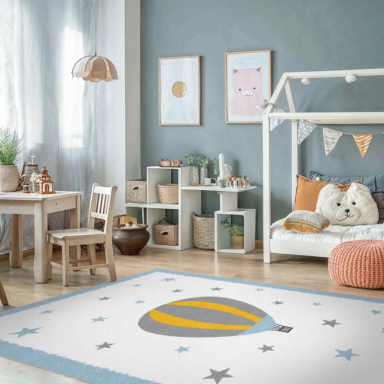Tapis enfant - Alone Balloon (bleu)