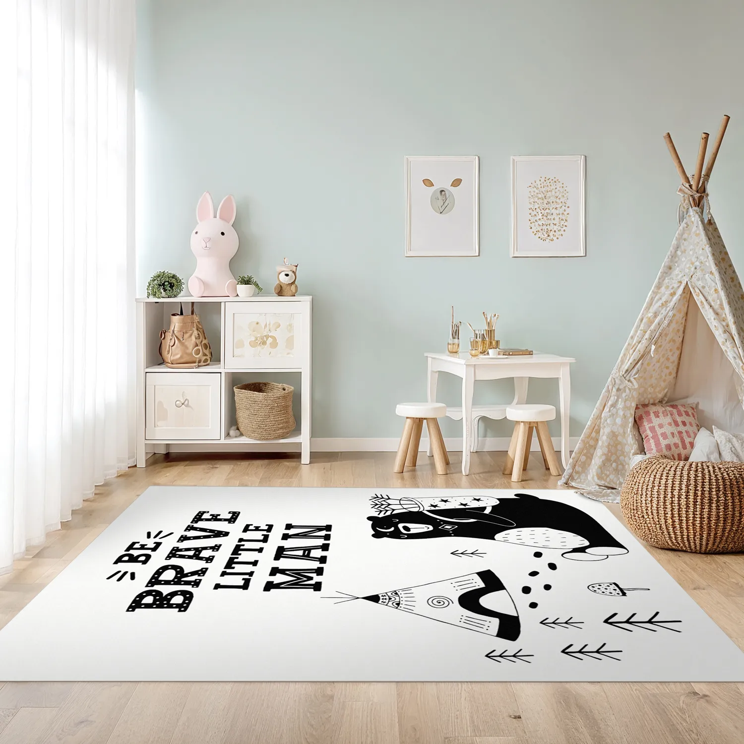 Tapis enfant - Camping Bear (blanc)