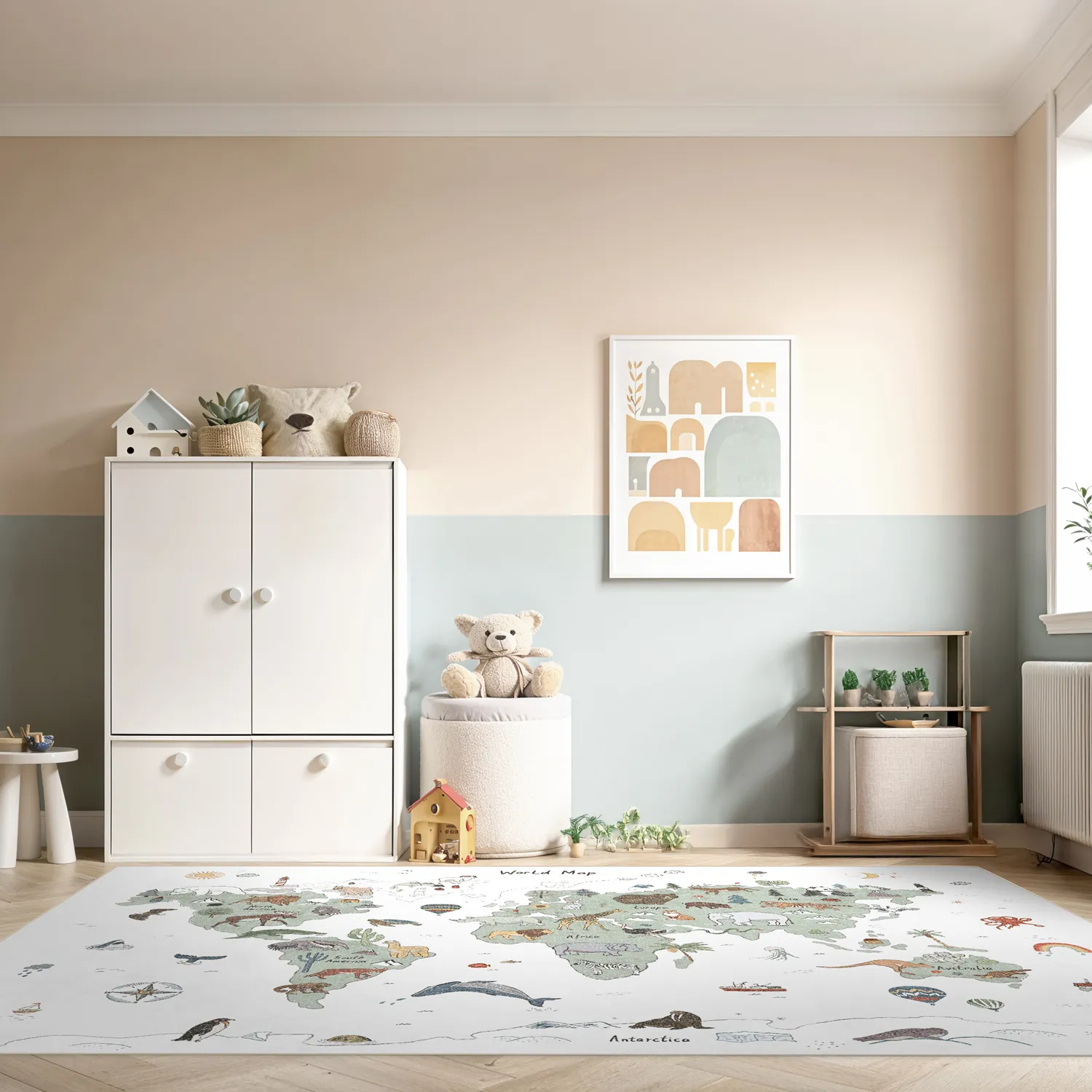 Tapis pour enfants - Kids World Map (vert)