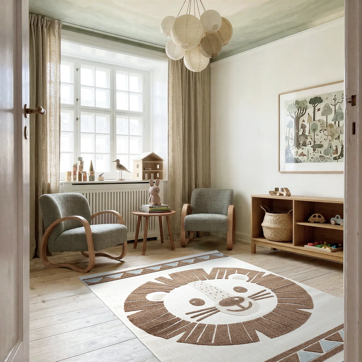 Tapis Enfant - Kind Lion (crème/bleu)