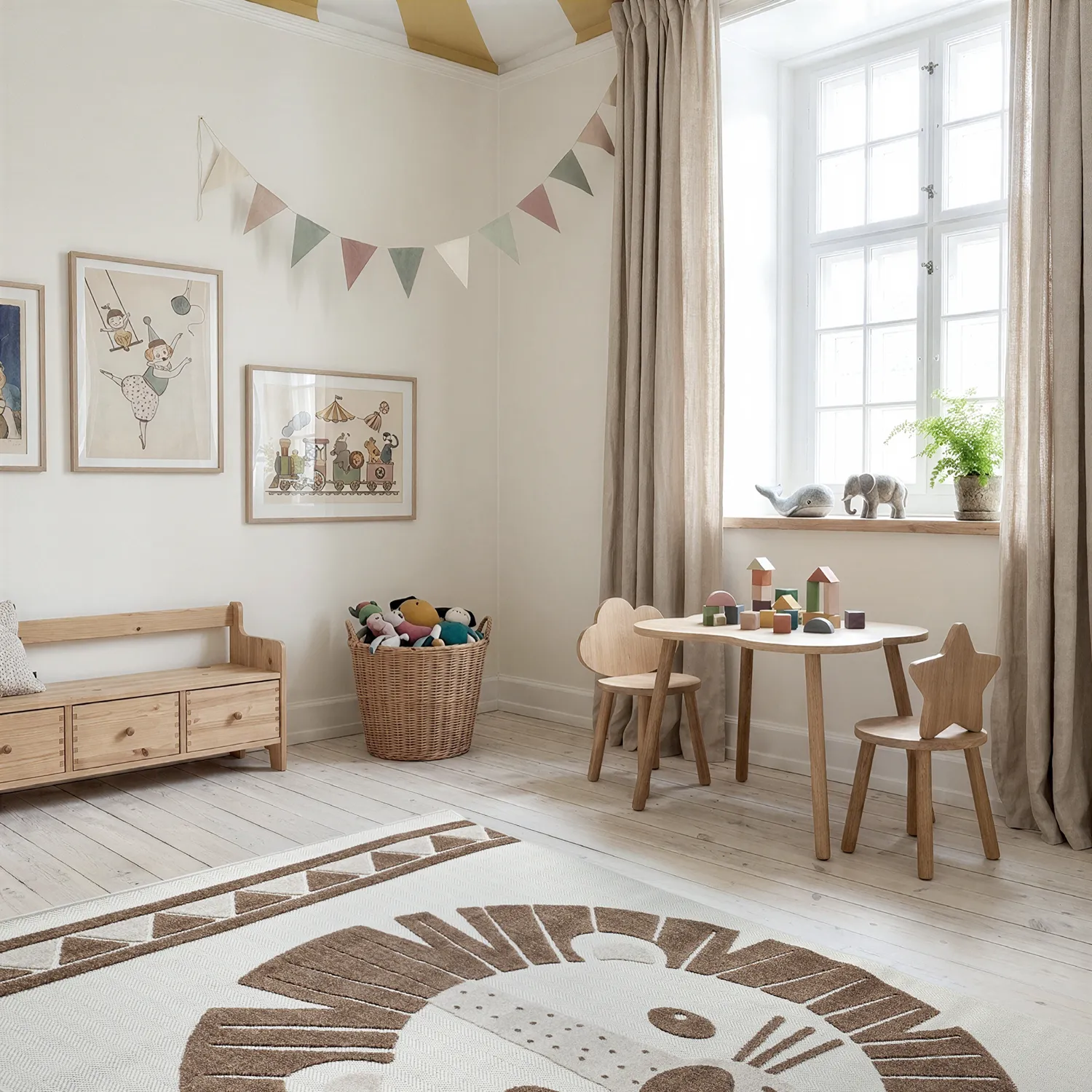 Tapis Enfant - Kind Lion (crème/marron)