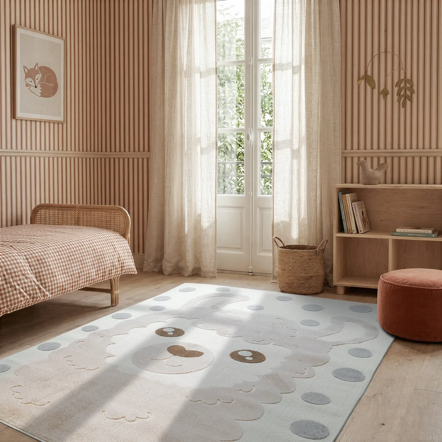 Tapis Enfant - Kind Llama (crème/marron)