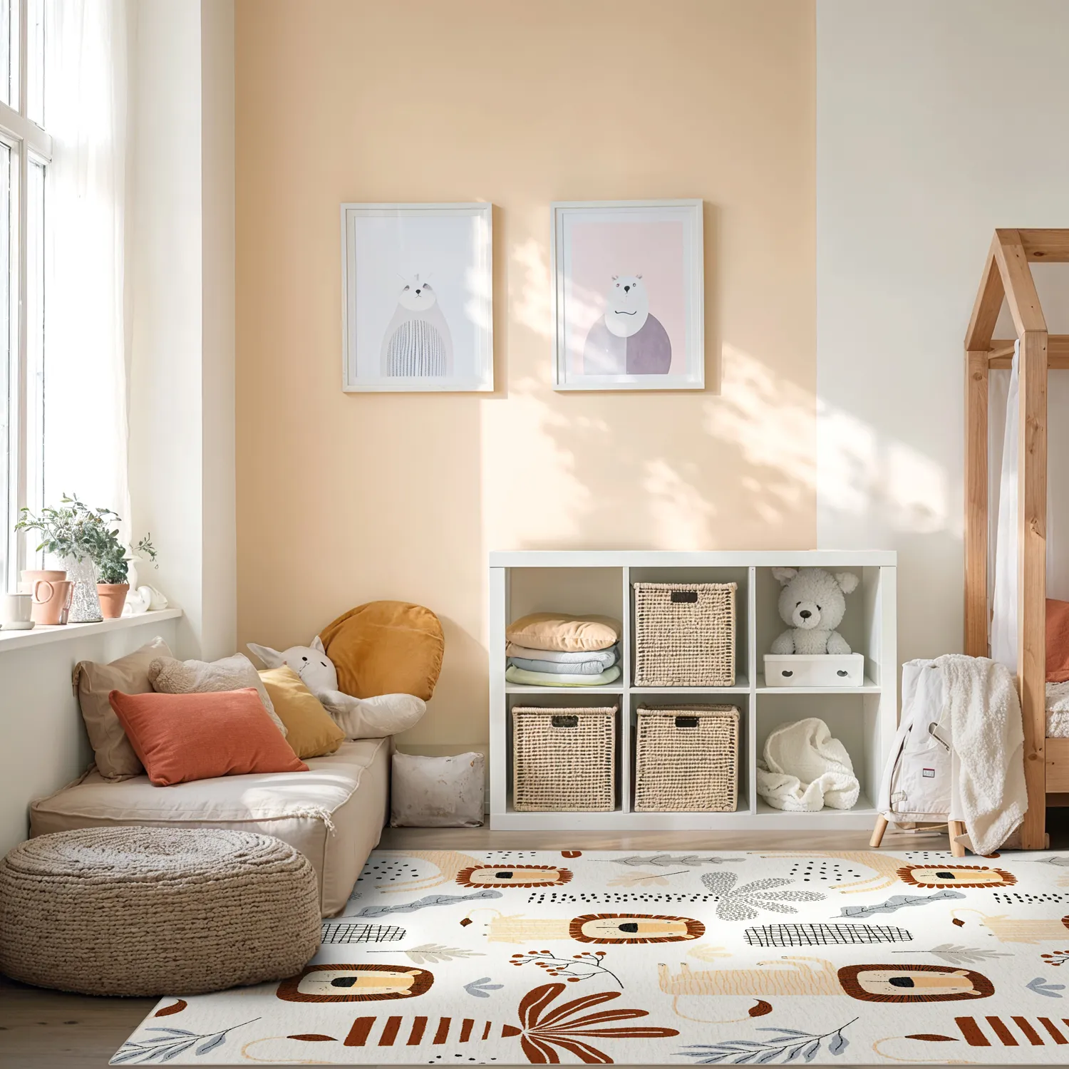 Tapis pour enfants - Lion Friends (beige)