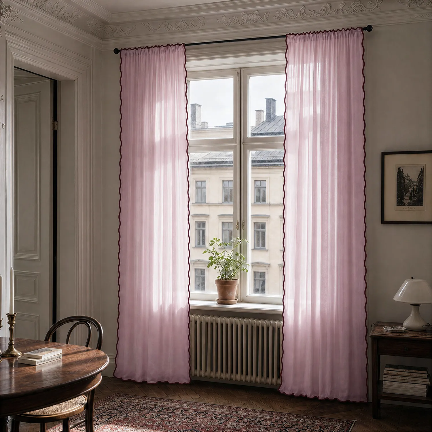 Lot de 2 rideaux - Rideaux en coton Yrsa (rose)