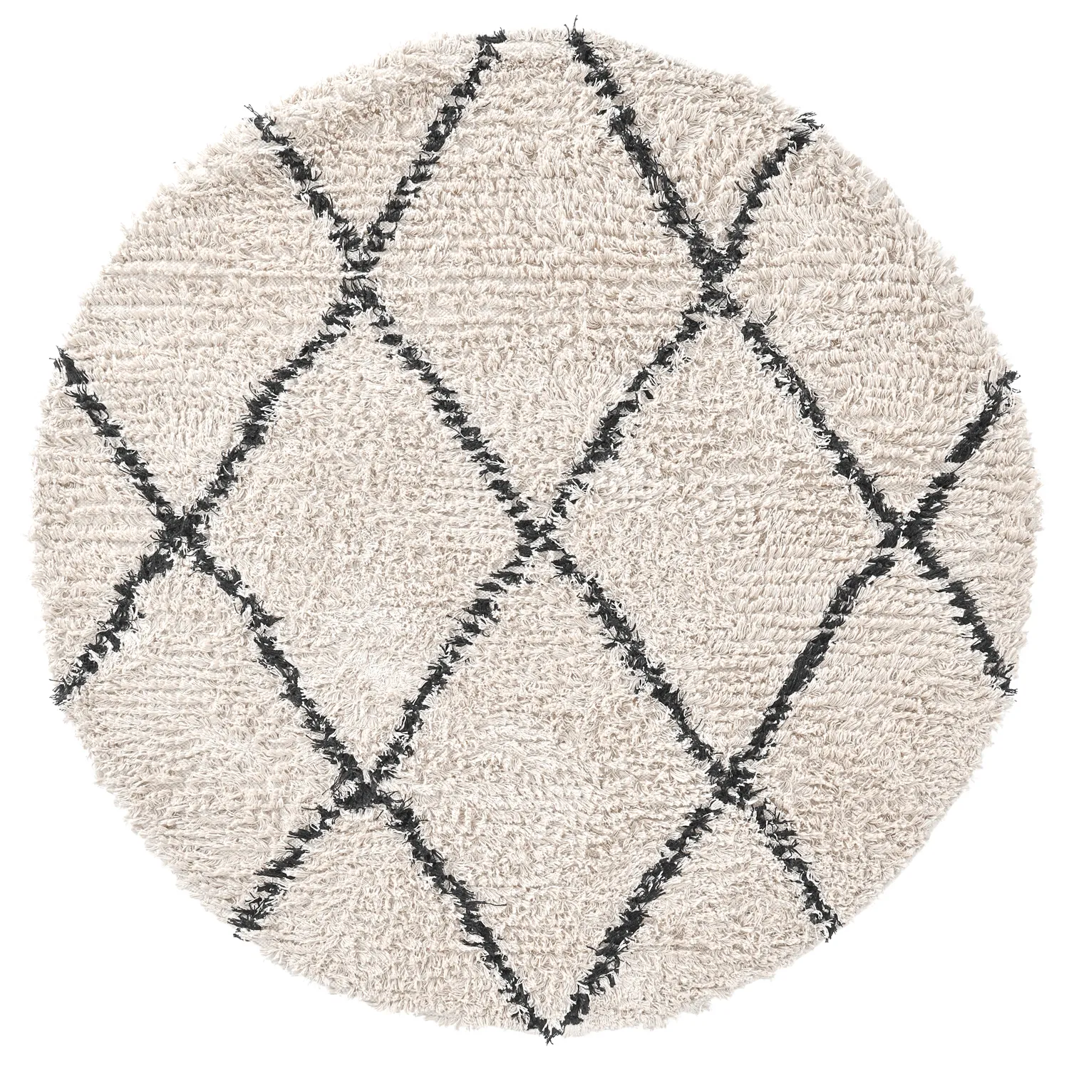 Tapis rond - Alcott Natural Cotton Shaggy (noir/blanc)