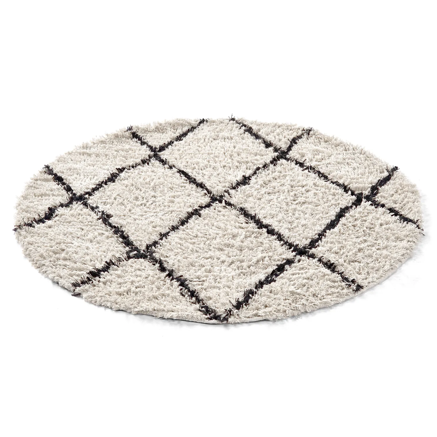 Tapis rond - Alcott Natural Cotton Shaggy (noir/blanc)
