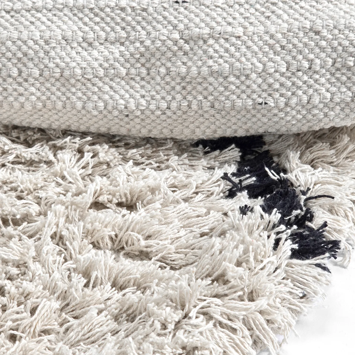 Tapis rond - Alcott Natural Cotton Shaggy (noir/blanc)