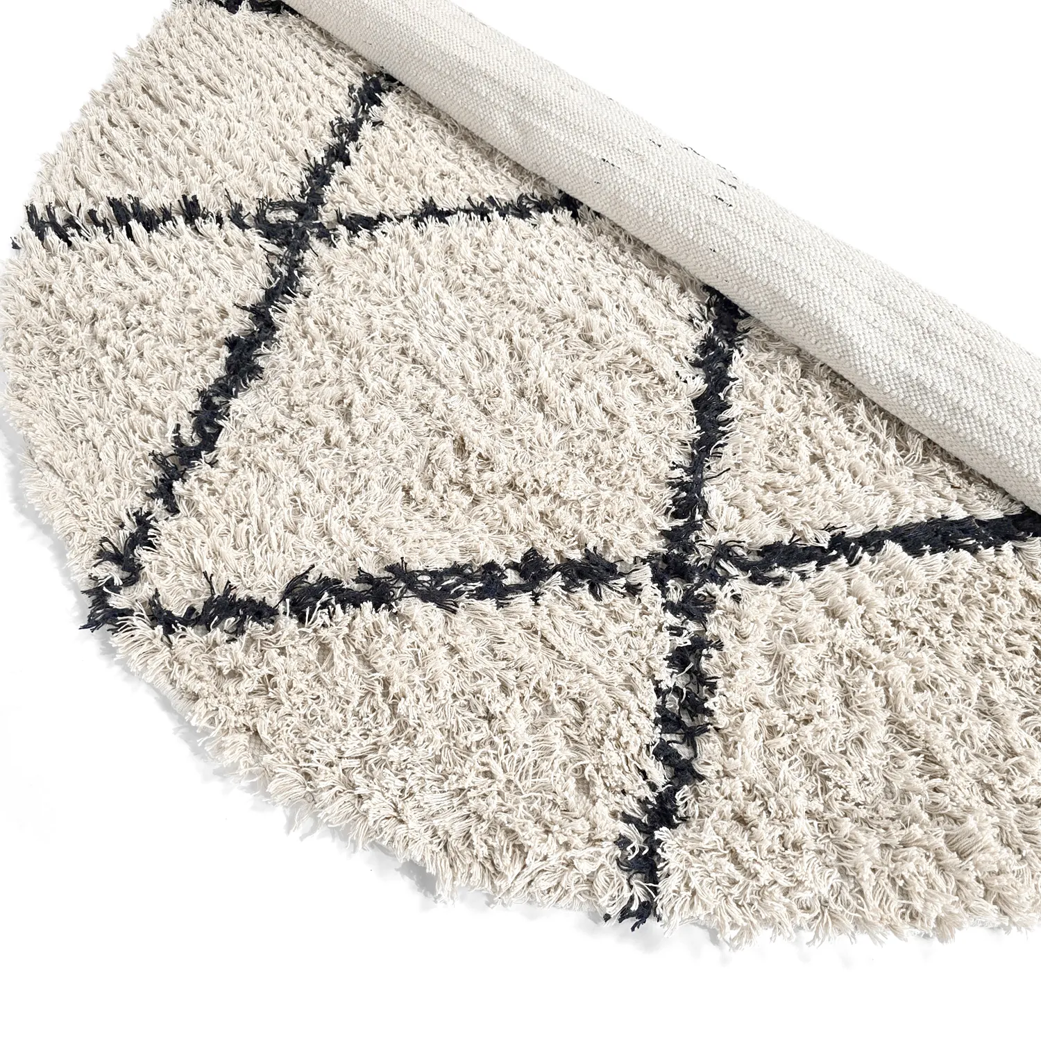 Tapis rond - Alcott Natural Cotton Shaggy (noir/blanc)